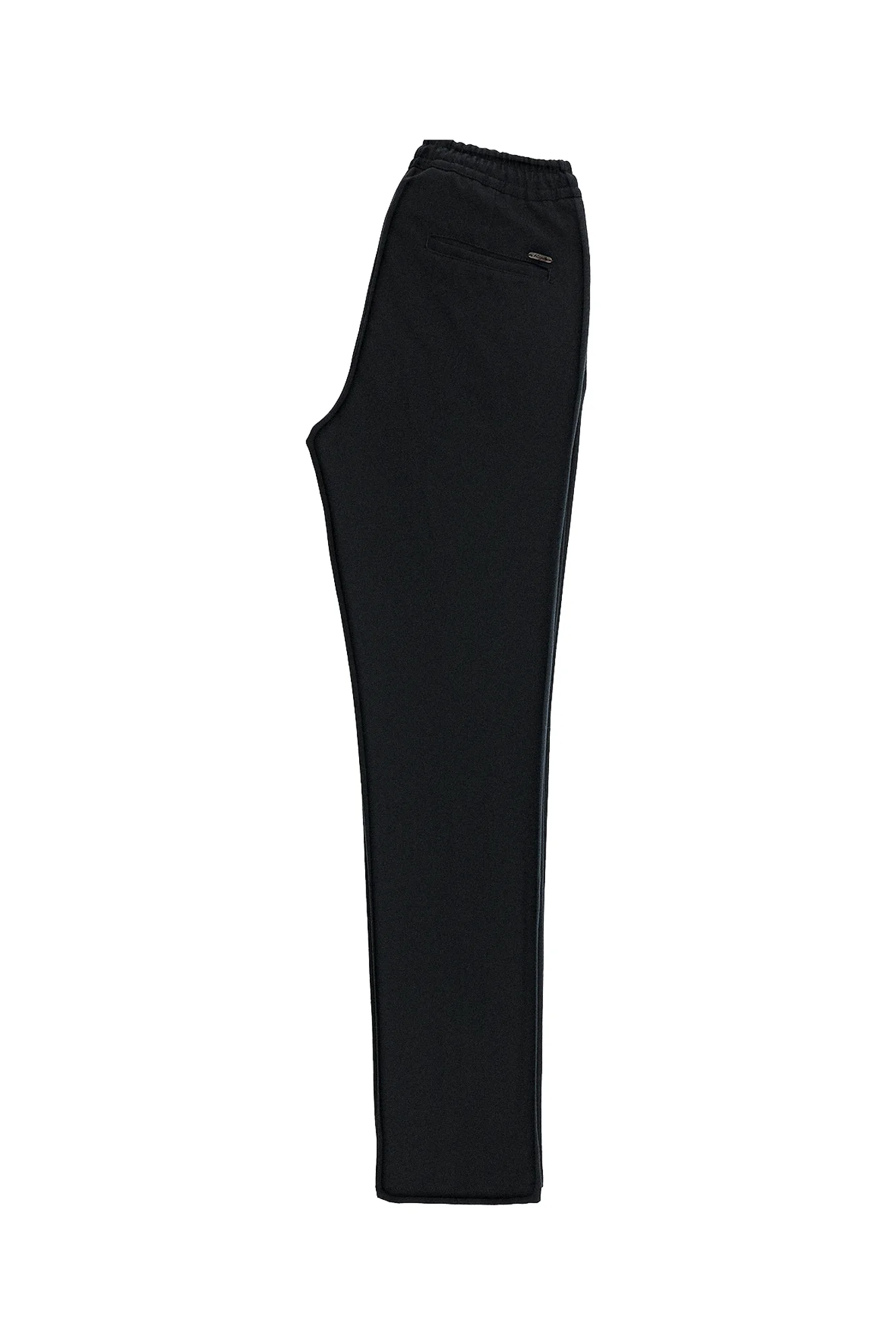 Koyu Lacivert Slim Fit Dar Kesim Beli Lastikli İpli Likralı Örme Kanvas / Chino Pantolon - Image 3