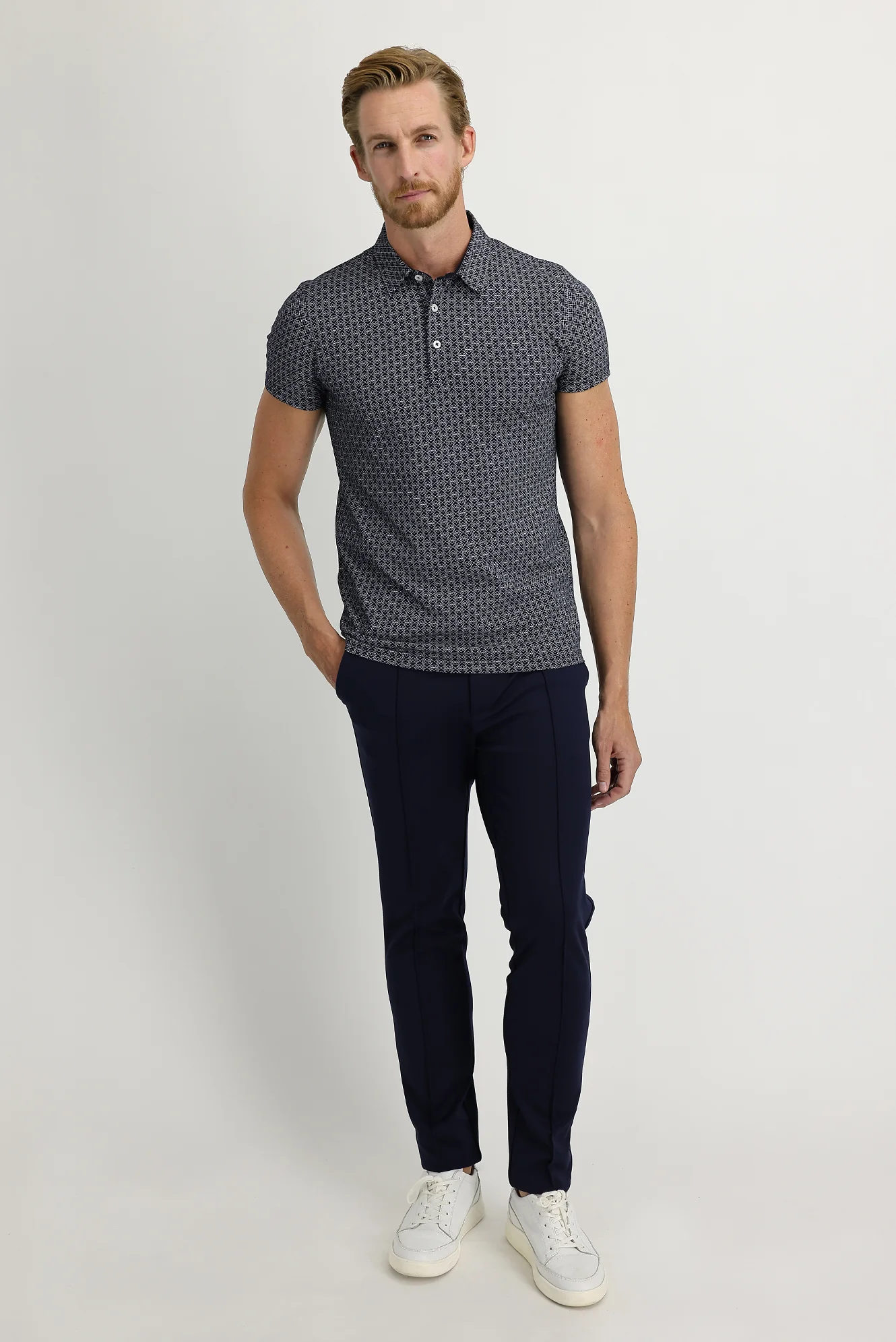 Koyu Lacivert Slim Fit Dar Kesim Beli Lastikli İpli Likralı Pantolon