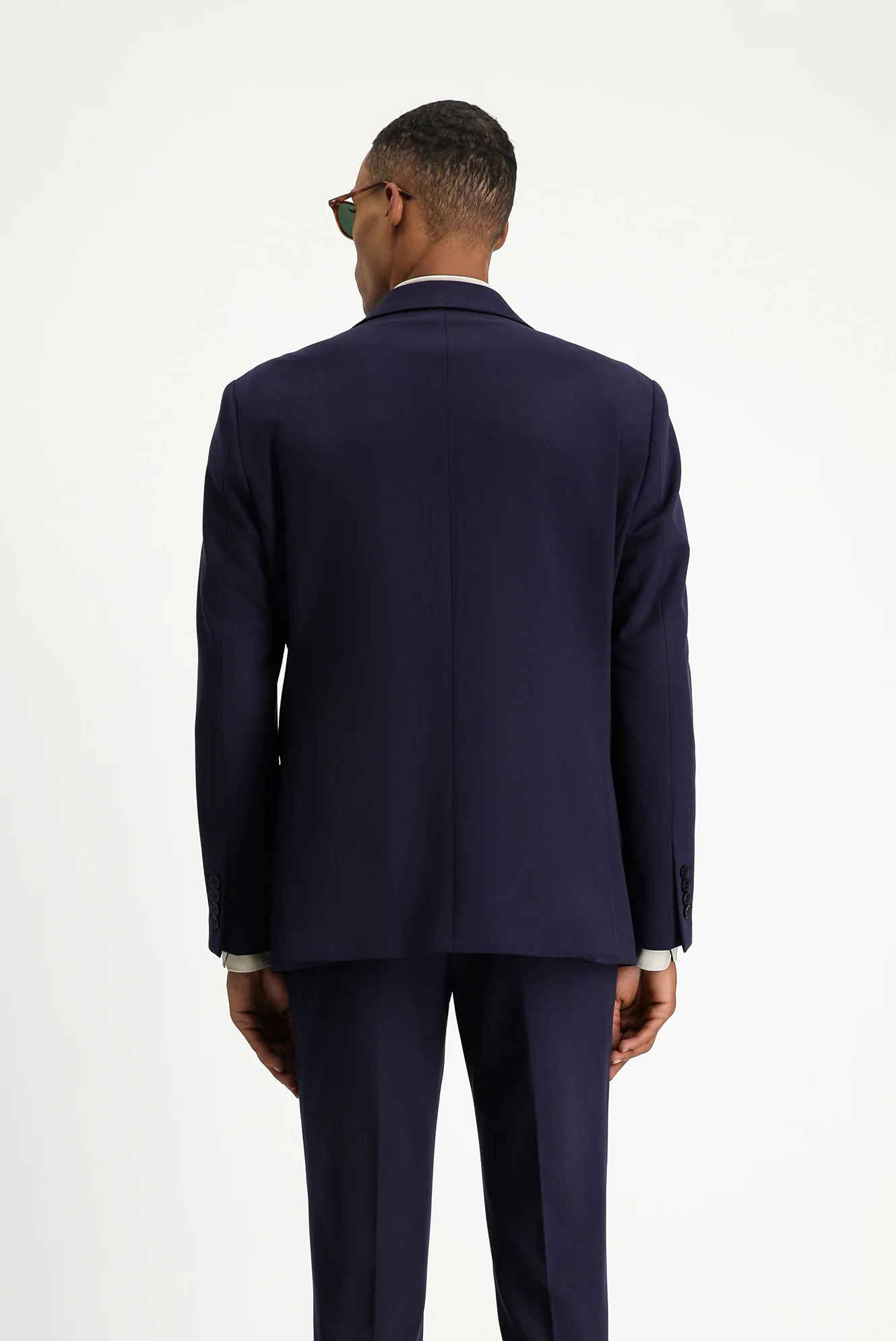Koyu Lacivert 7 Drop Slim Fit Dar Kesim Beli Lastikli İpli Takım Elbise - Image 5