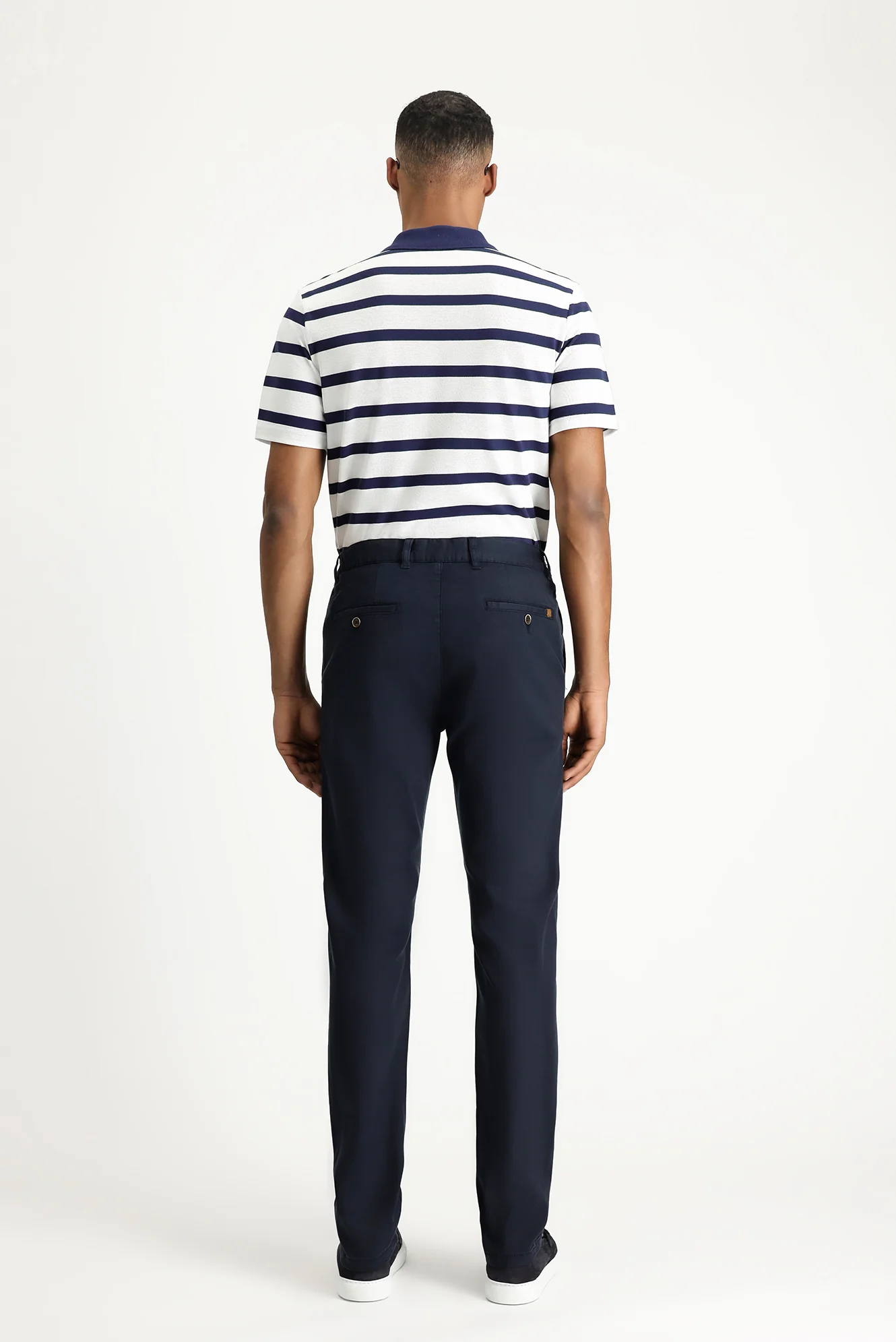 Koyu Lacivert Slim Fit Dar Kesim Beli Lastikli Likralı Pantolon - Image 5