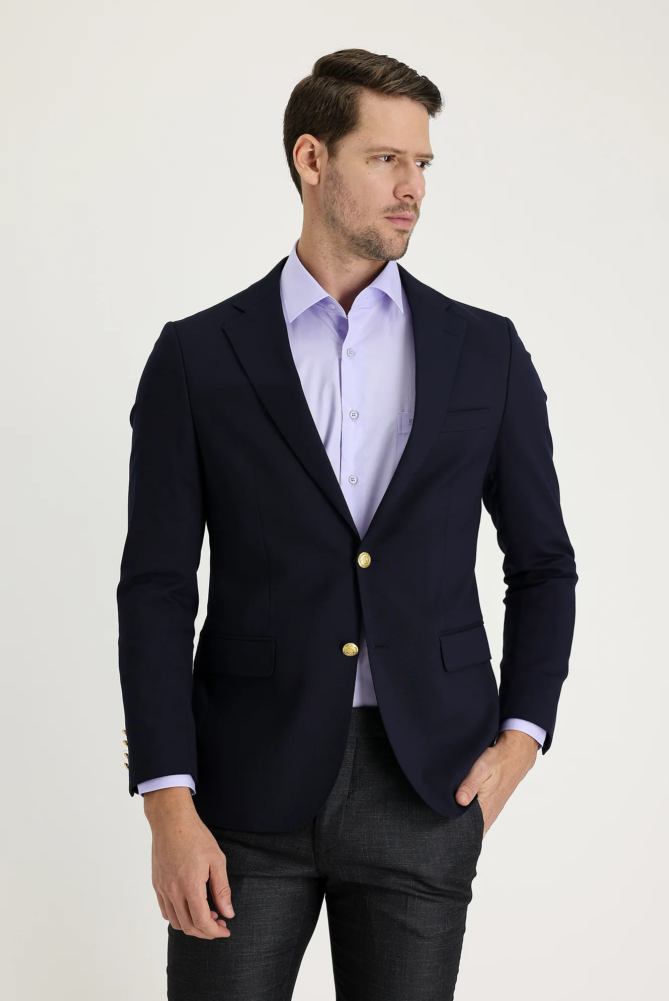 Koyu Lacivert 7 Drop Slim Fit Dar Kesim Blazer Ceket - Image 2