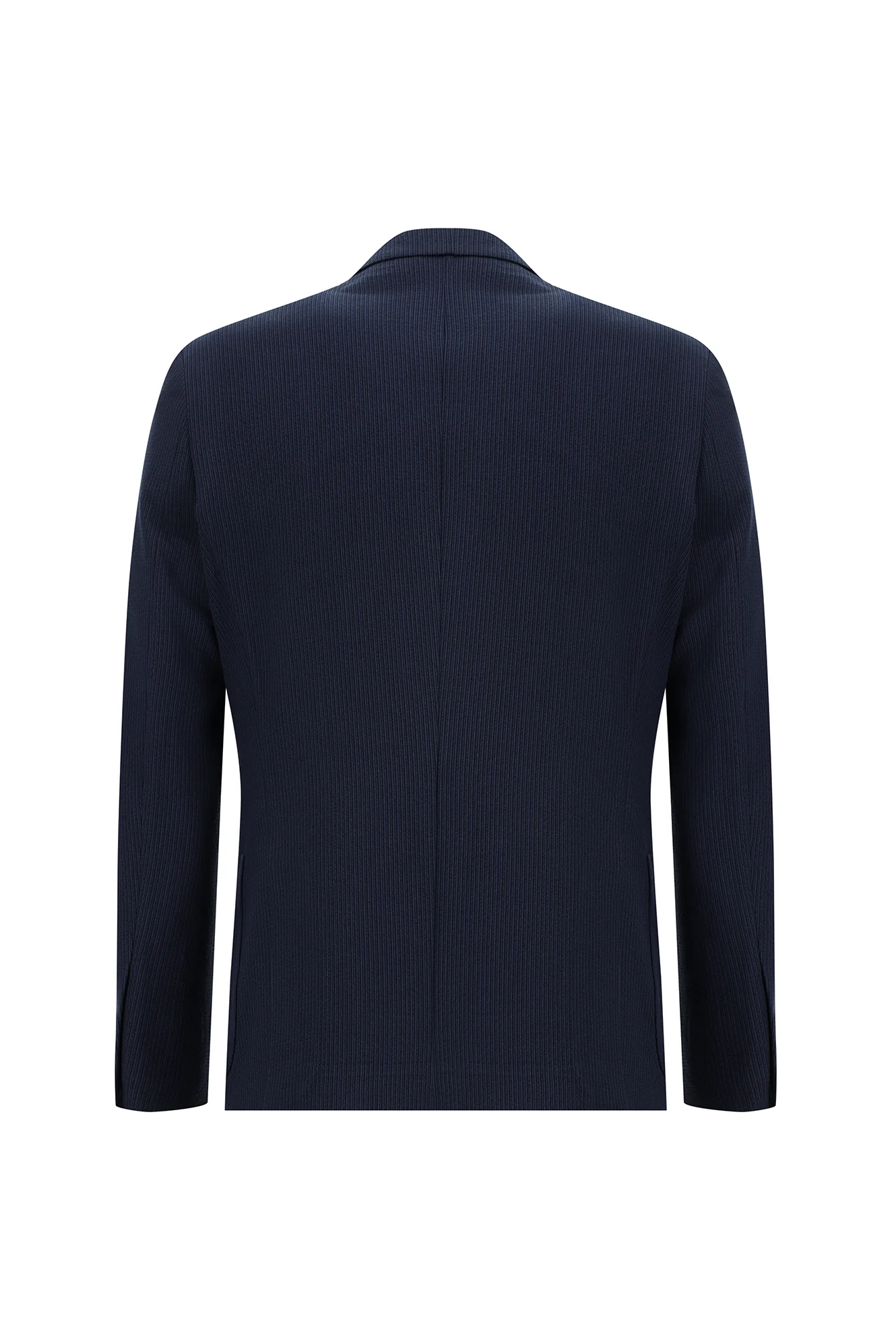 Koyu Lacivert 7 Drop Slim Fit Dar Kesim Çizgili Beli Lastikli İpli Takım Elbise - Image 3