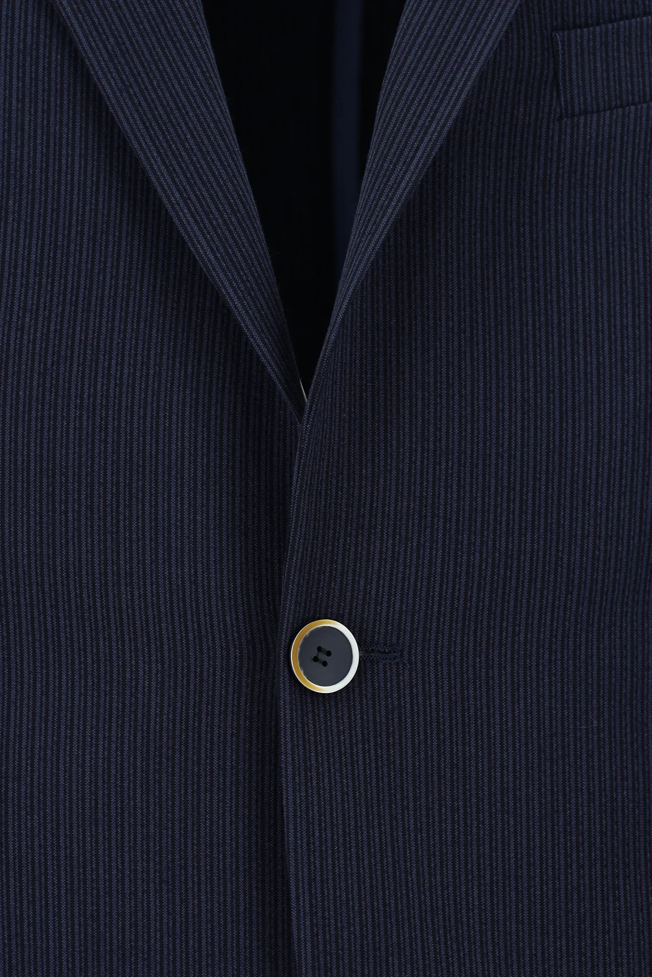 Koyu Lacivert 7 Drop Slim Fit Dar Kesim Çizgili Beli Lastikli İpli Takım Elbise - Image 4