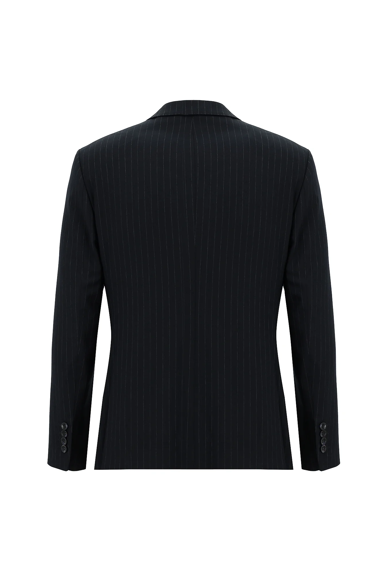 Koyu Lacivert 7 Drop Slim Fit Dar Kesim Çizgili Kruvaze Takım Elbise - Image 3