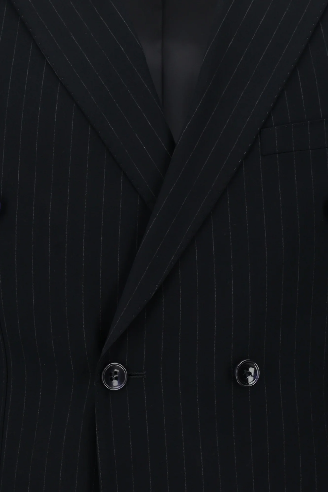 Koyu Lacivert 7 Drop Slim Fit Dar Kesim Çizgili Kruvaze Takım Elbise - Image 5