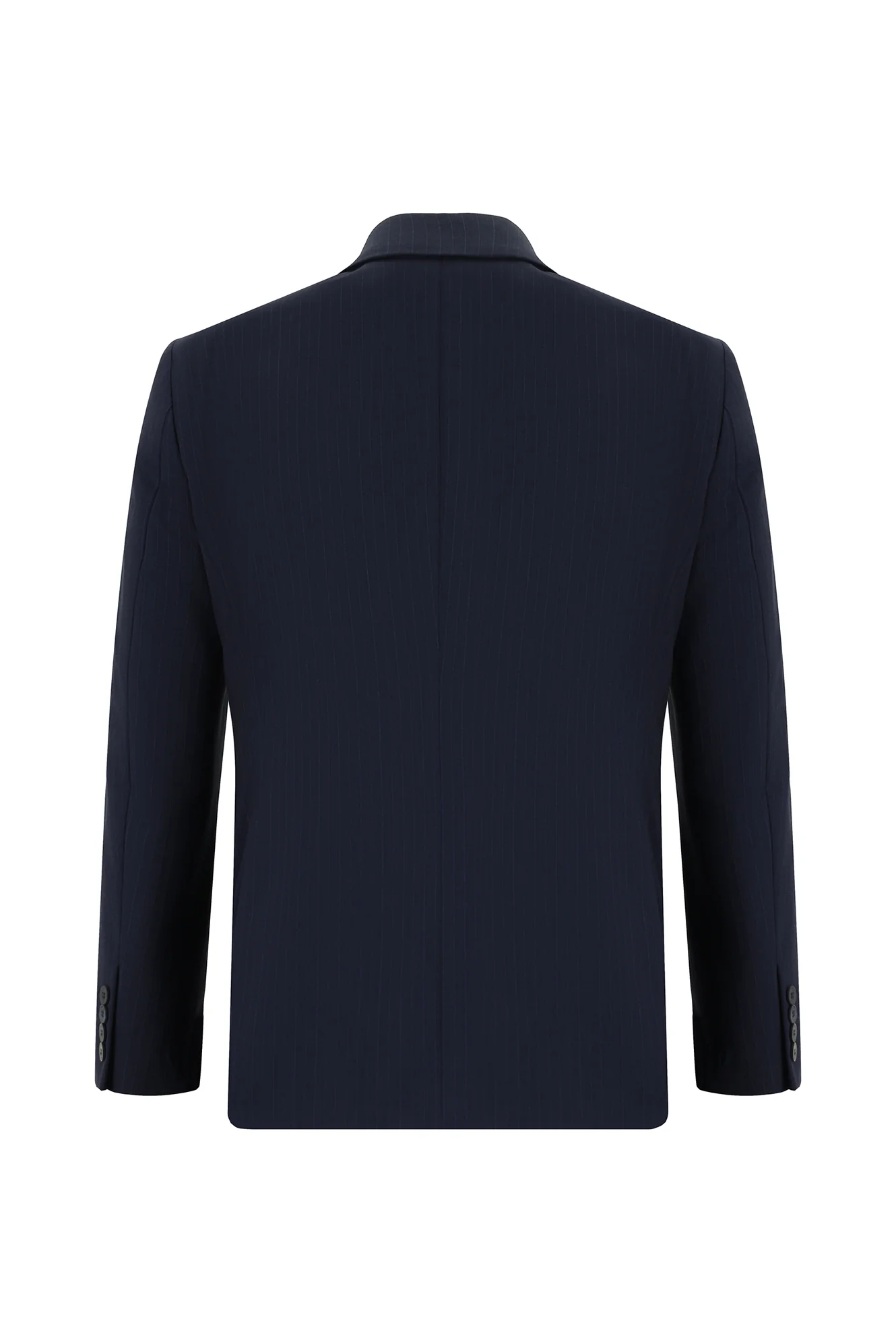 Koyu Lacivert 7 Drop Slim Fit Dar Kesim Çizgili Kruvaze Takım Elbise - Image 3