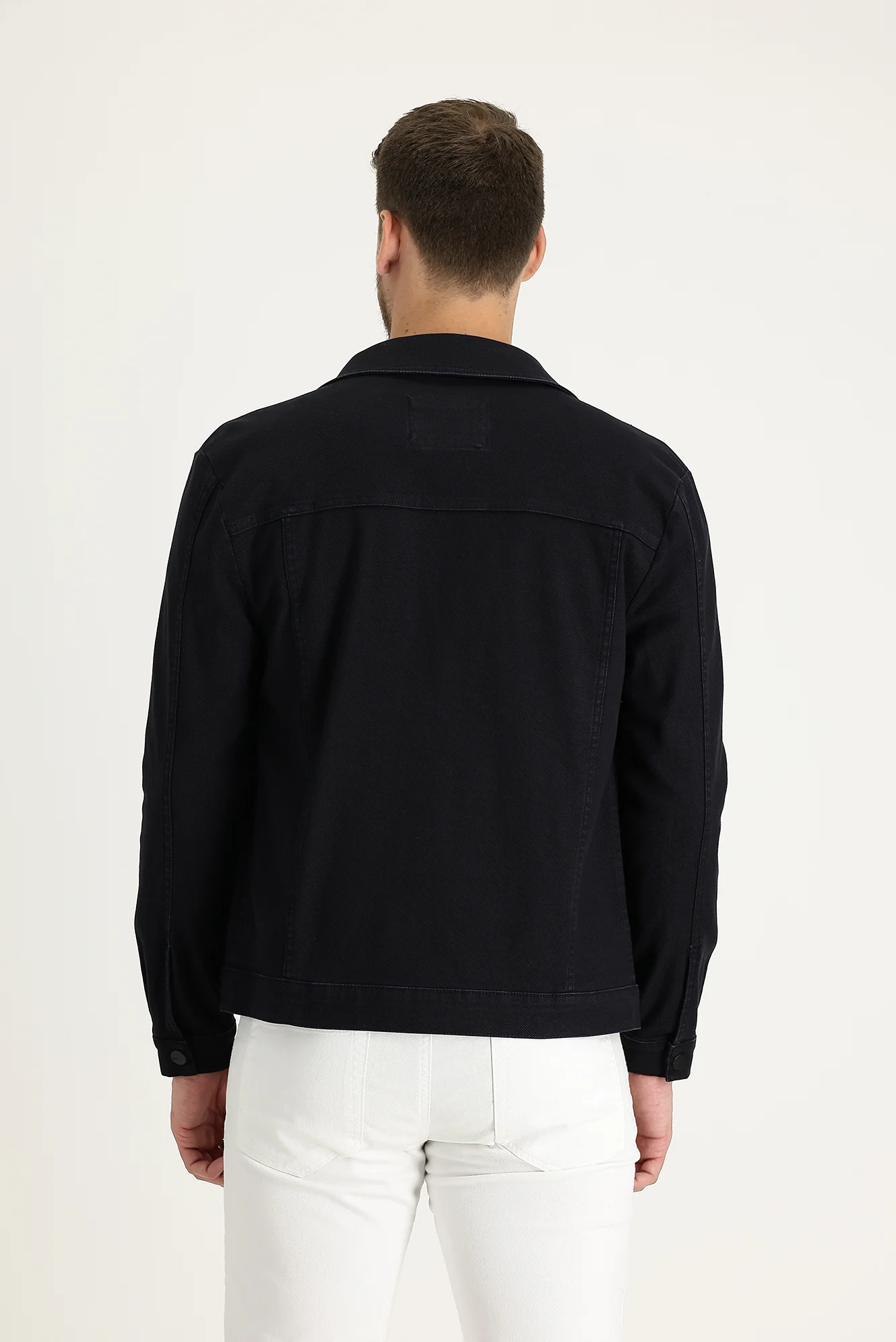 Koyu Lacivert Slim Fit Dar Kesim Denim Kot Pamuklu Ceket - Image 3