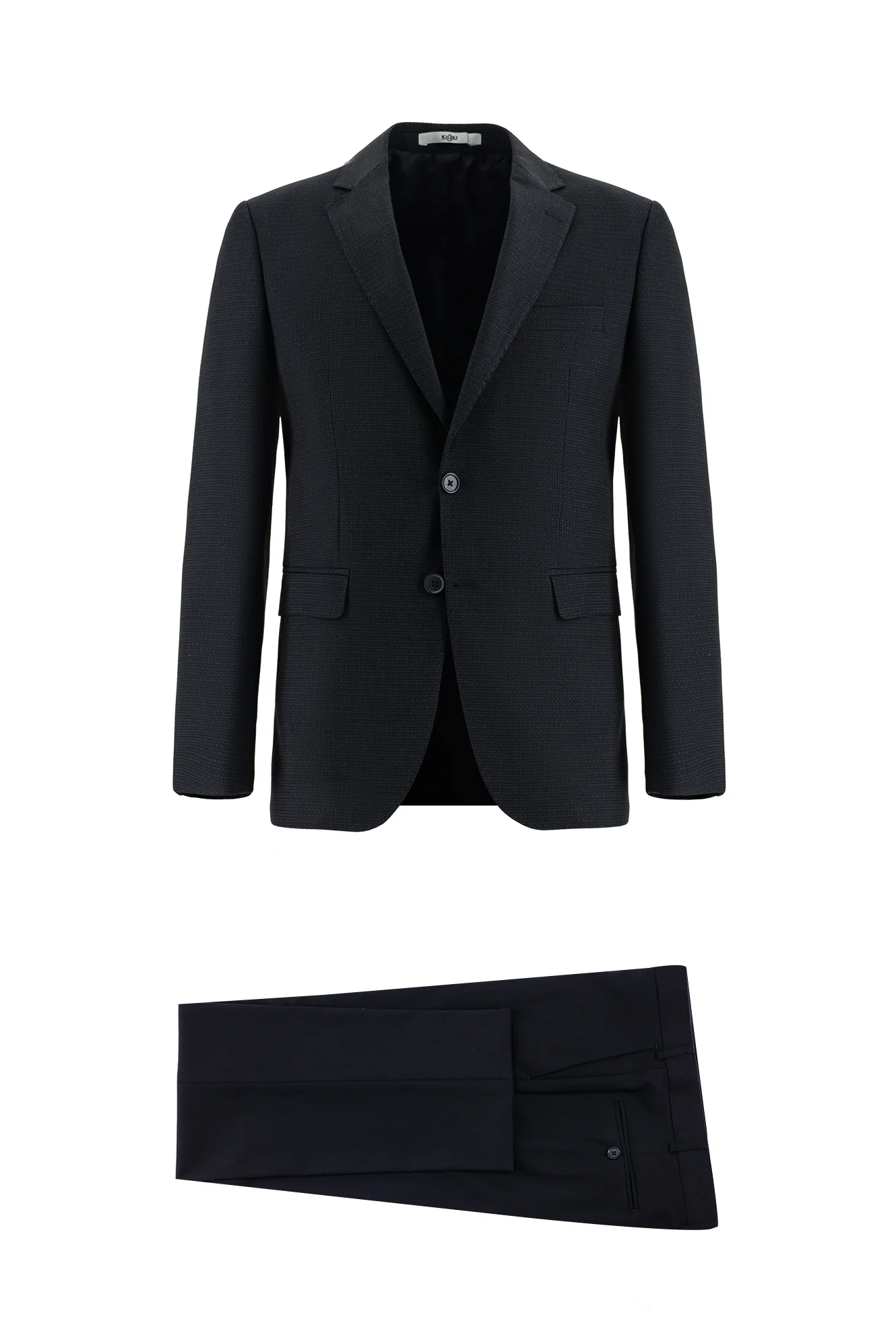 Koyu Lacivert 7 Drop Slim Fit Dar Kesim Desenli Kombinli Takım Elbise