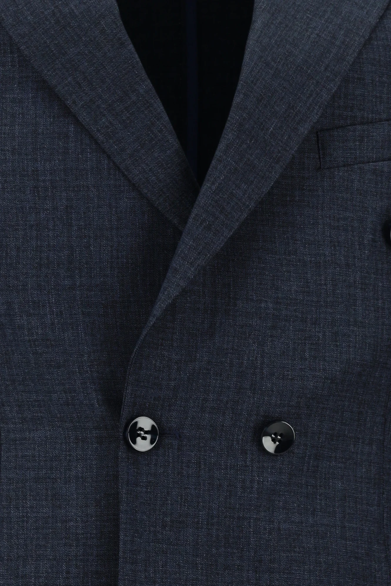 Koyu Lacivert 7 Drop Slim Fit Dar Kesim Desenli Kruvaze Takım Elbise - Image 3