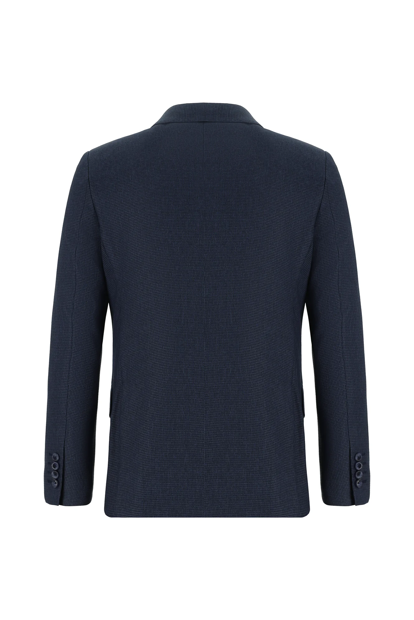 Koyu Lacivert 7 Drop Slim Fit Dar Kesim Desenli Kruvaze Takım Elbise - Image 3