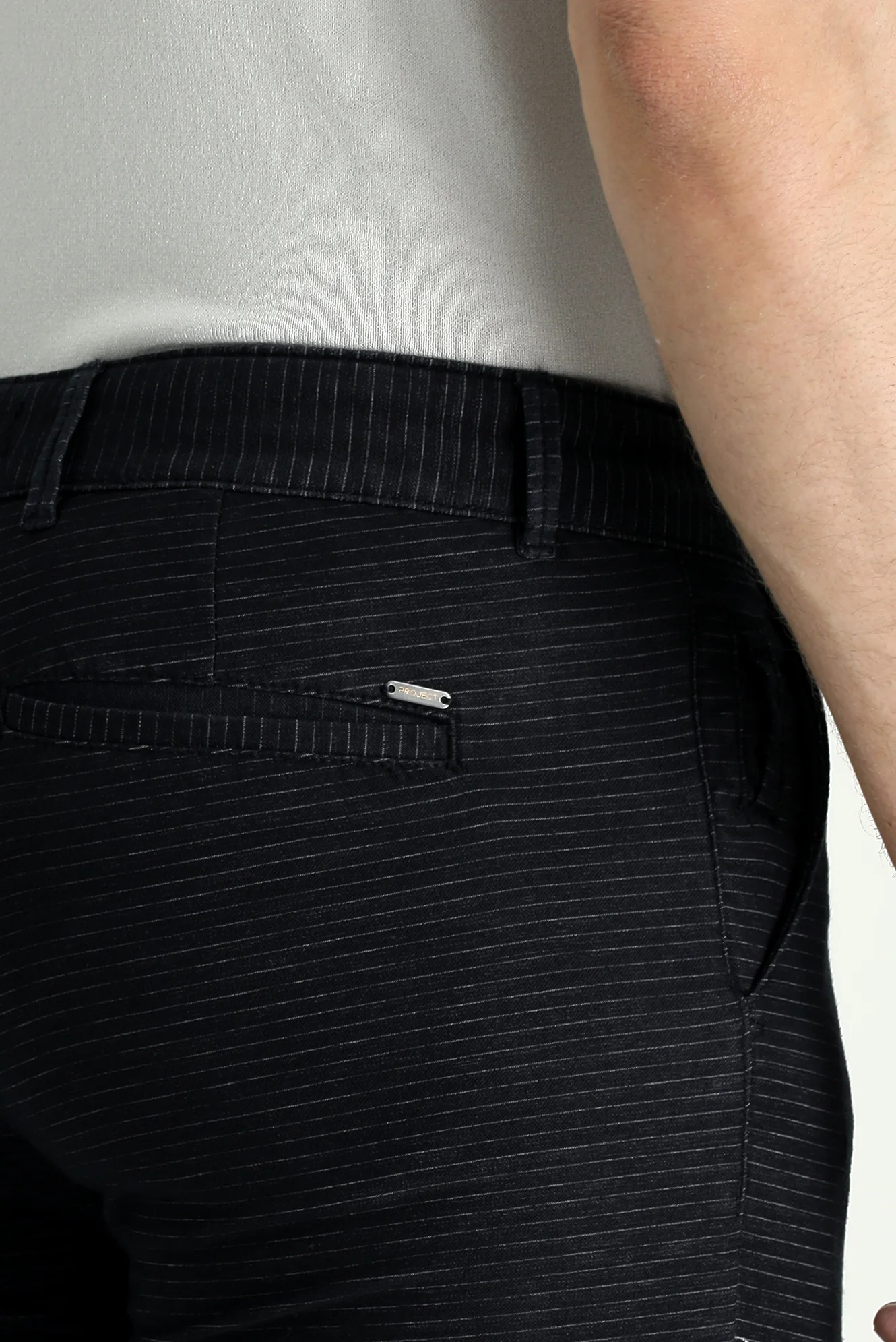 Koyu Lacivert Slim Fit Dar Kesim Desenli Likralı Kanvas / Chino Pantolon - Image 4