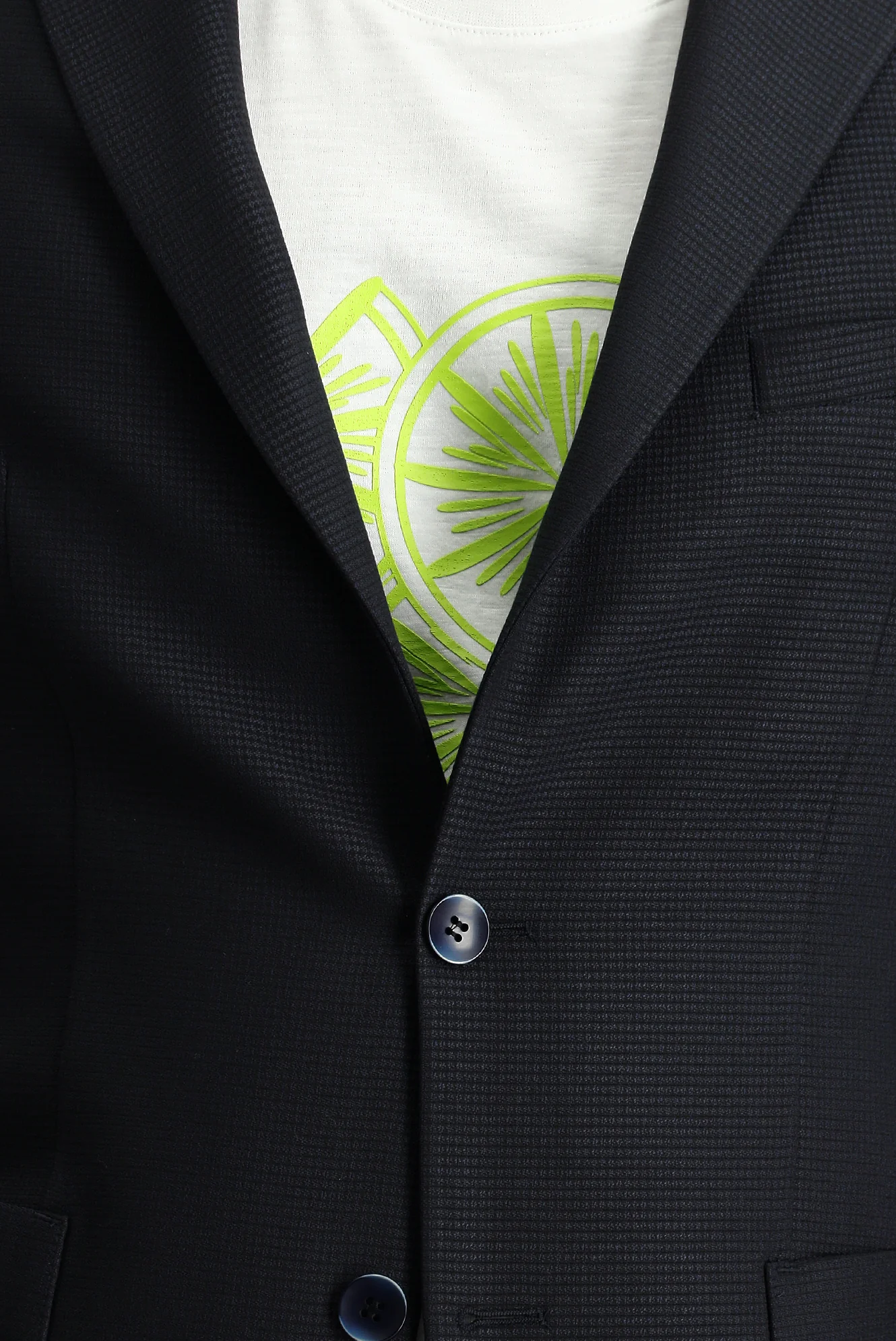 Koyu Lacivert 7 Drop Slim Fit Dar Kesim Desenli Spor Ceket - Image 4