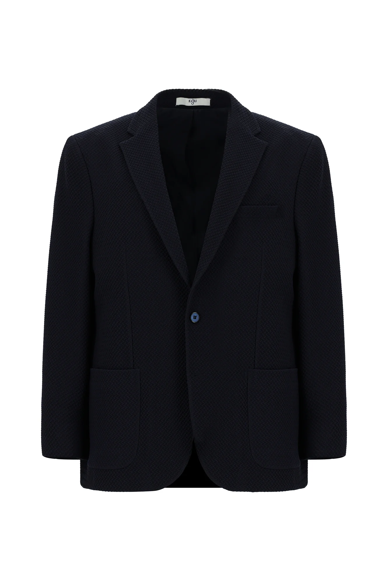 Koyu Lacivert 7 Drop Slim Fit Dar Kesim Desenli Spor Ceket - Image 6