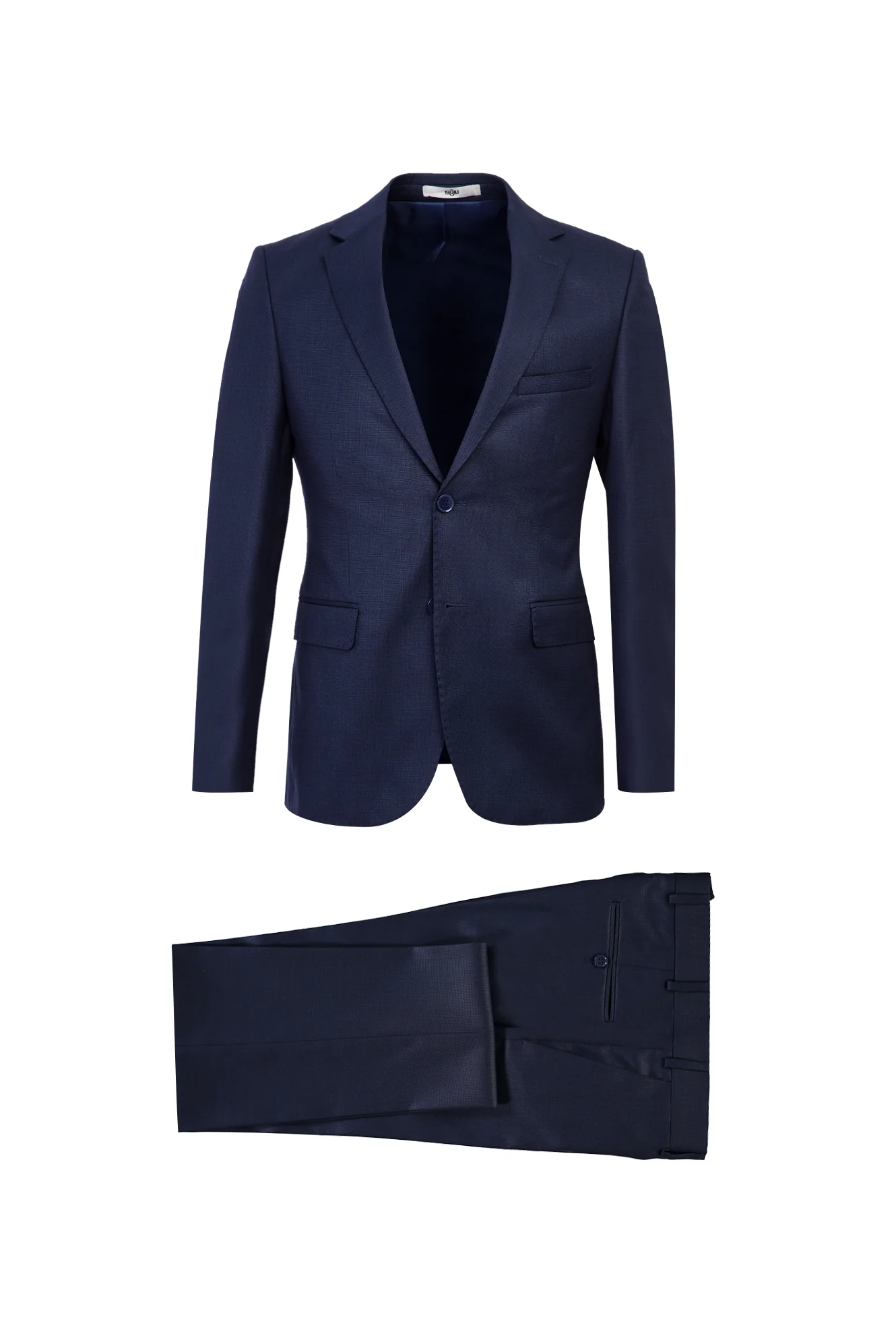 Koyu Lacivert 7 Drop Slim Fit Dar Kesim Desenli Takım Elbise