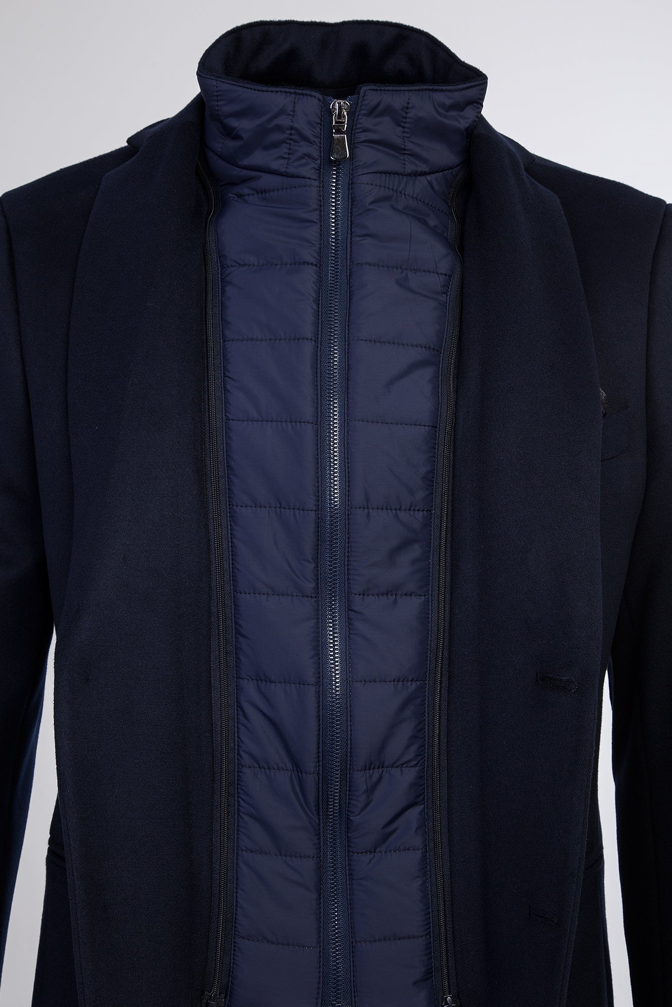 Koyu Lacivert 7 Drop Slim Fit Dar Kesim Dik Yaka Ceket - Image 3