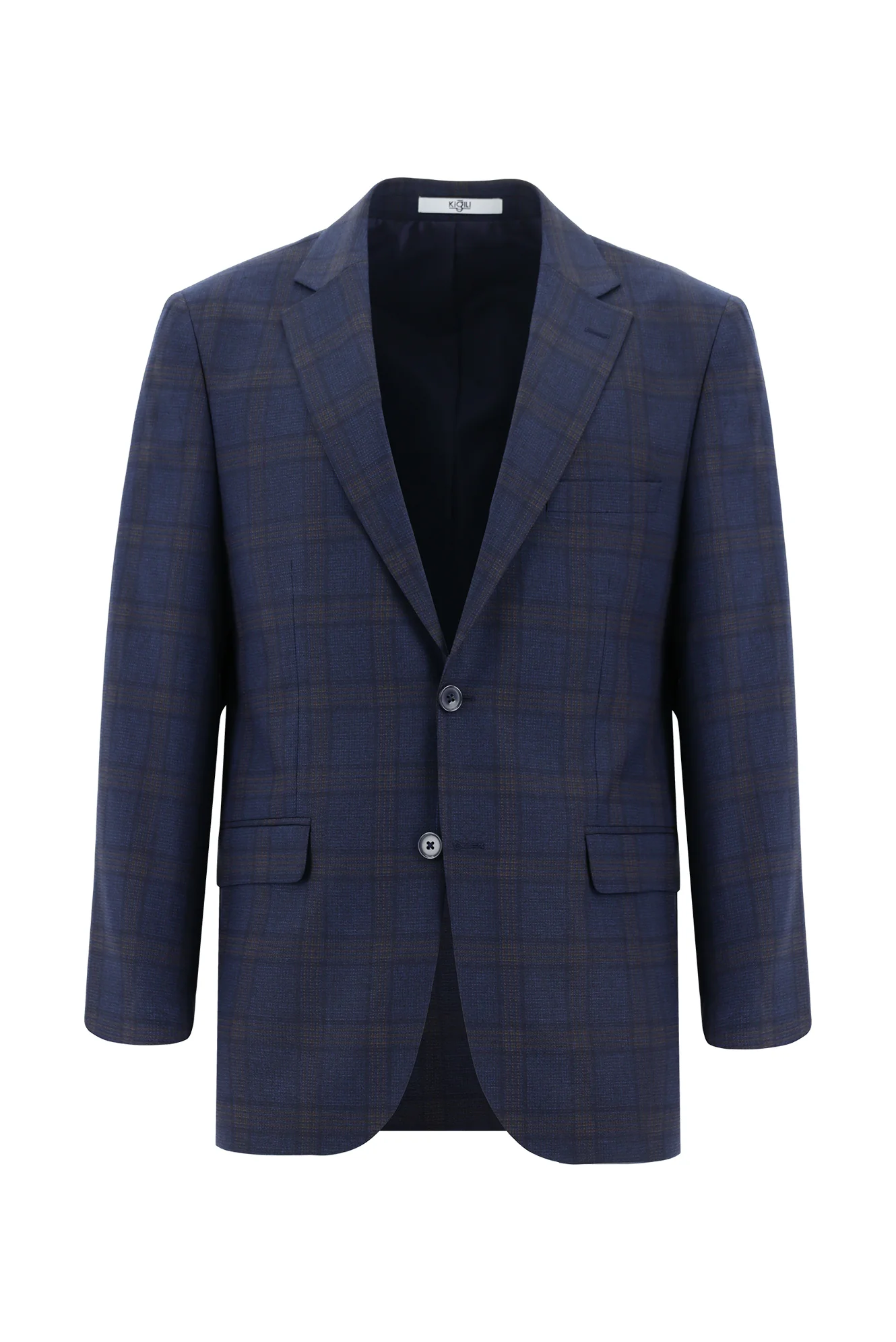 Koyu Lacivert 7 Drop Slim Fit Dar Kesim Ekose Kombinli Takım Elbise - Image 2