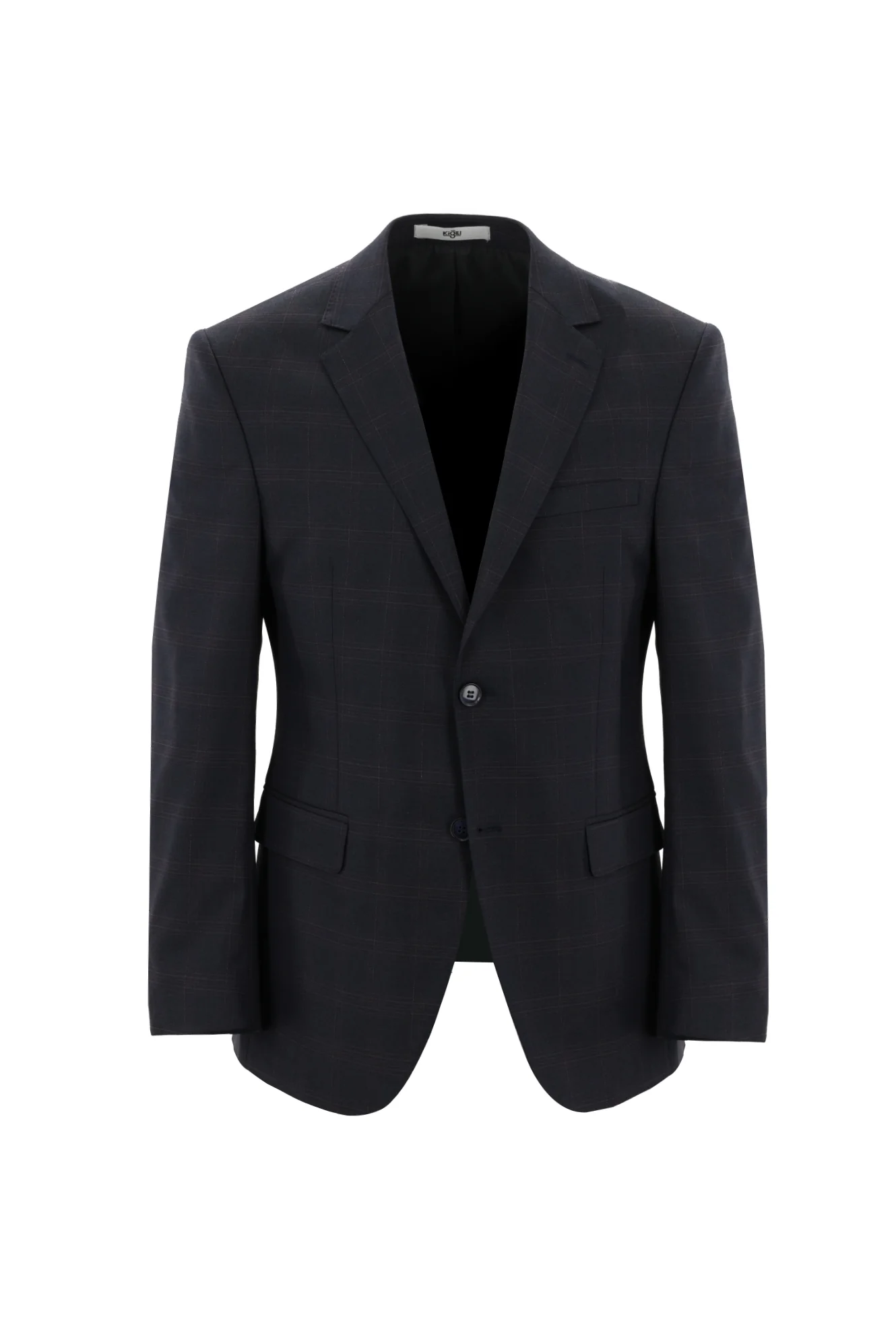 Koyu Lacivert 7 Drop Slim Fit Dar Kesim Ekose Takım Elbise - Image 2