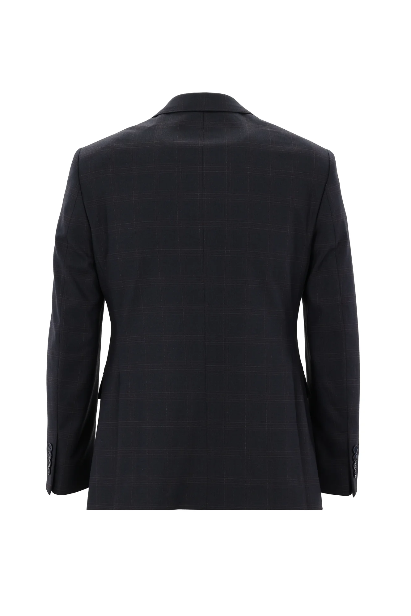 Koyu Lacivert 7 Drop Slim Fit Dar Kesim Ekose Takım Elbise - Image 3