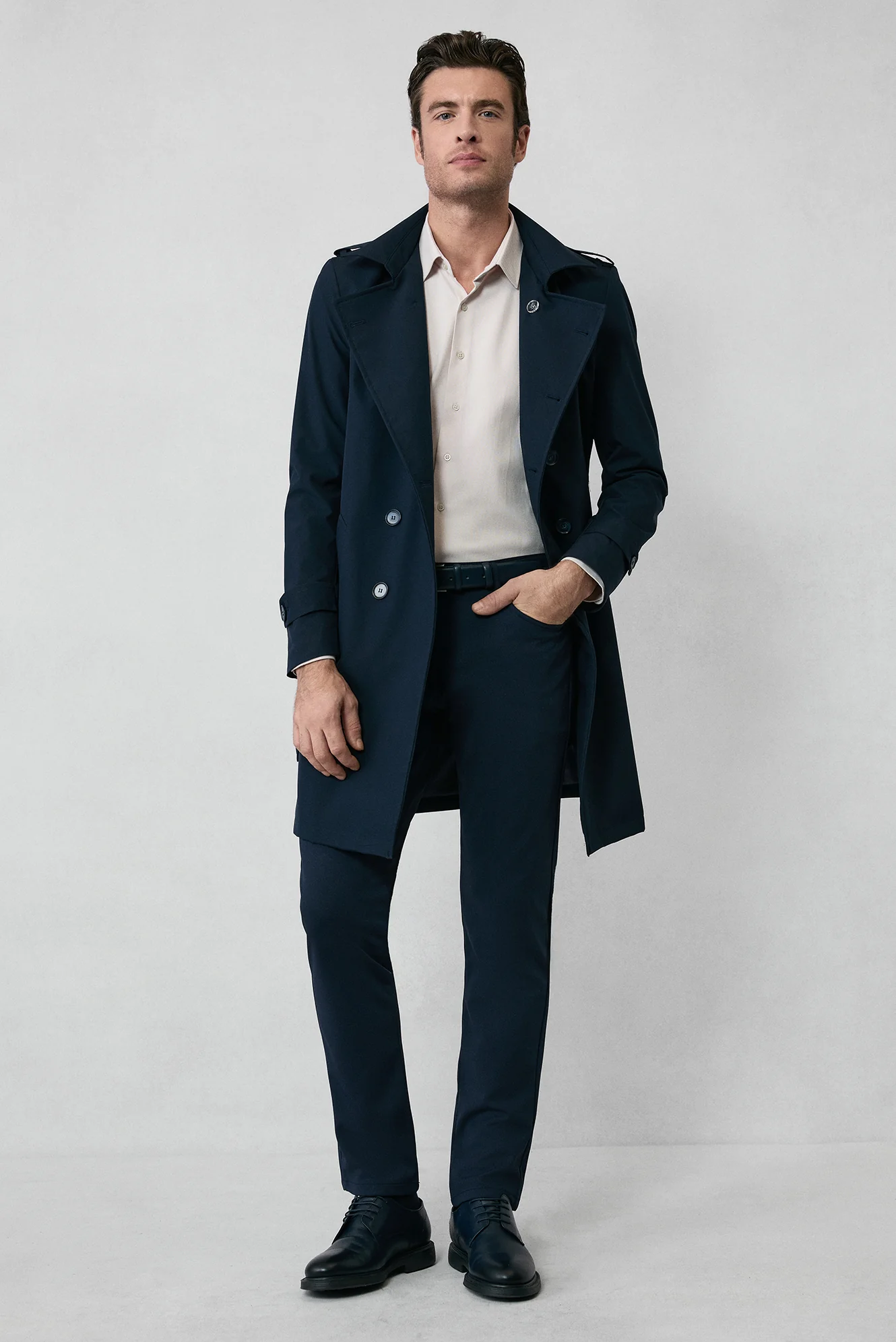Koyu Lacivert Slim Fit Dar Kesim Kanvas / Chino Pantolon