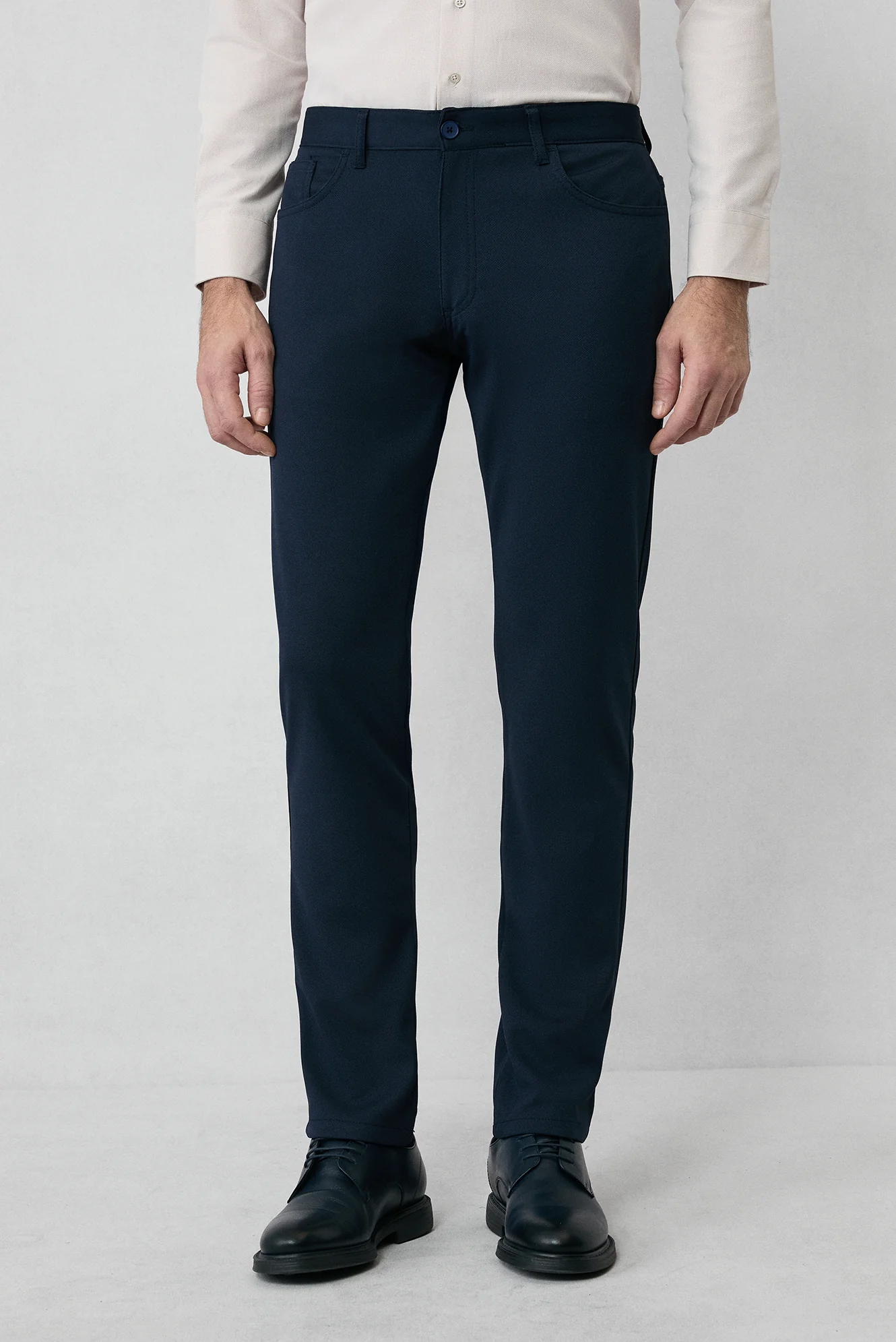 Koyu Lacivert Slim Fit Dar Kesim Kanvas / Chino Pantolon - Image 3