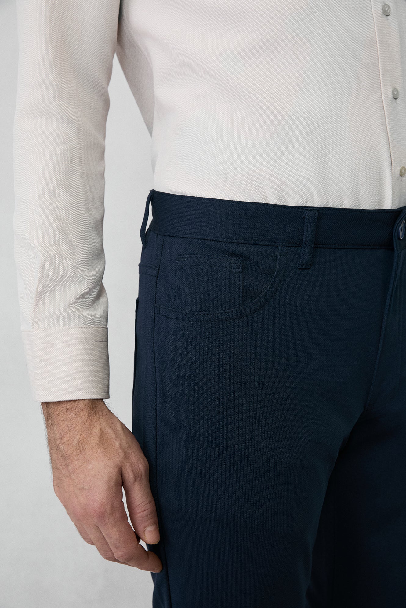 Koyu Lacivert Slim Fit Dar Kesim Kanvas / Chino Pantolon - Image 4