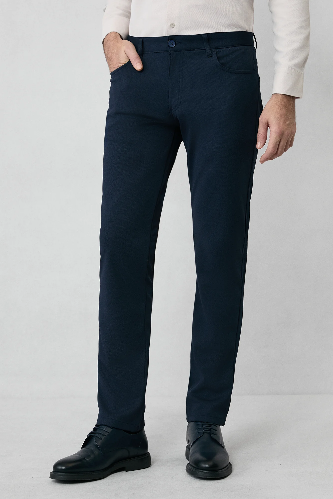 Koyu Lacivert Slim Fit Dar Kesim Kanvas / Chino Pantolon - Image 5