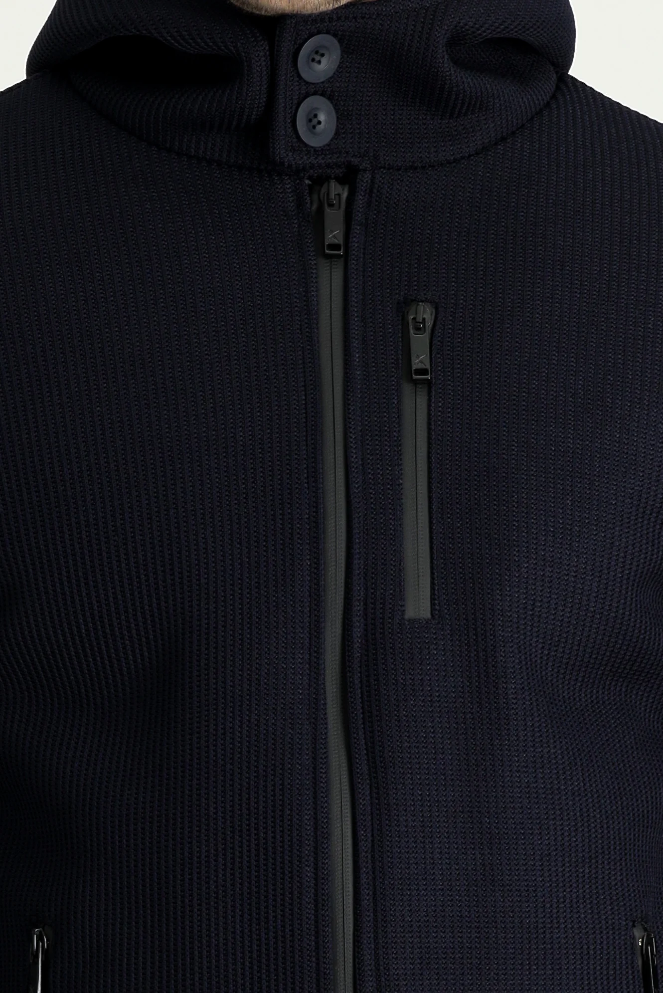 Koyu Lacivert Slim Fit Dar Kesim Kapüşonlu Spor Mont - Image 4