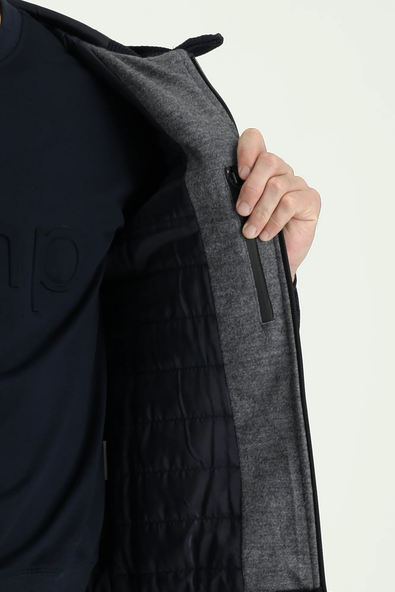 Koyu Lacivert Slim Fit Dar Kesim Kapüşonlu Spor Mont - Image 5