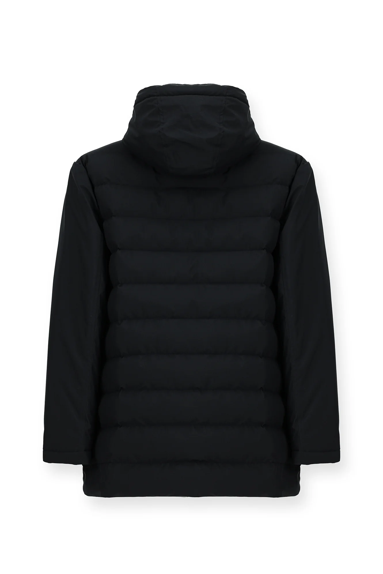 Koyu Lacivert Slim Fit Dar Kesim Kapüşonlu Cepli Fermuarlı Rüzgar Geçirmez Spor Şişme Mont - Image 7