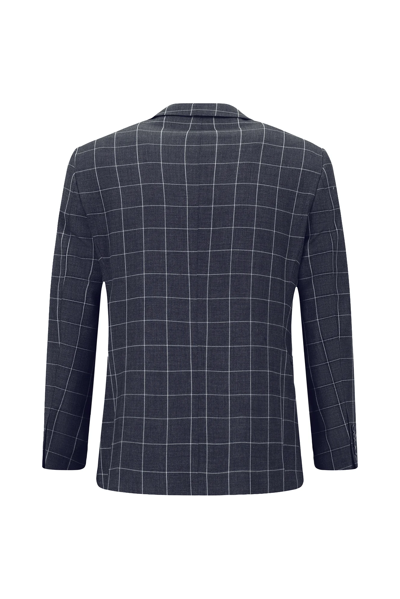 Koyu Lacivert 7 Drop Slim Fit Dar Kesim Kareli Kombinli Takım Elbise - Image 8