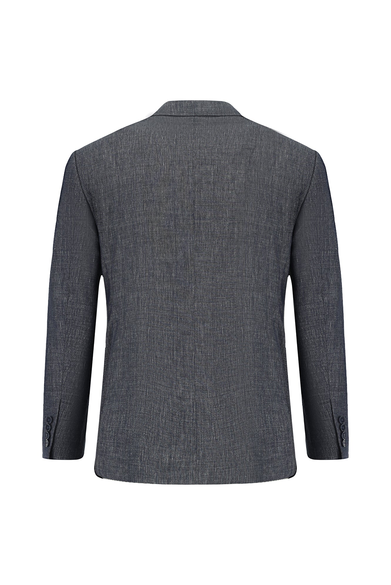 Koyu Lacivert 7 Drop Slim Fit Dar Kesim Keten Karışımlı Sivri Yaka Kruvaze Takım Elbise - Image 3