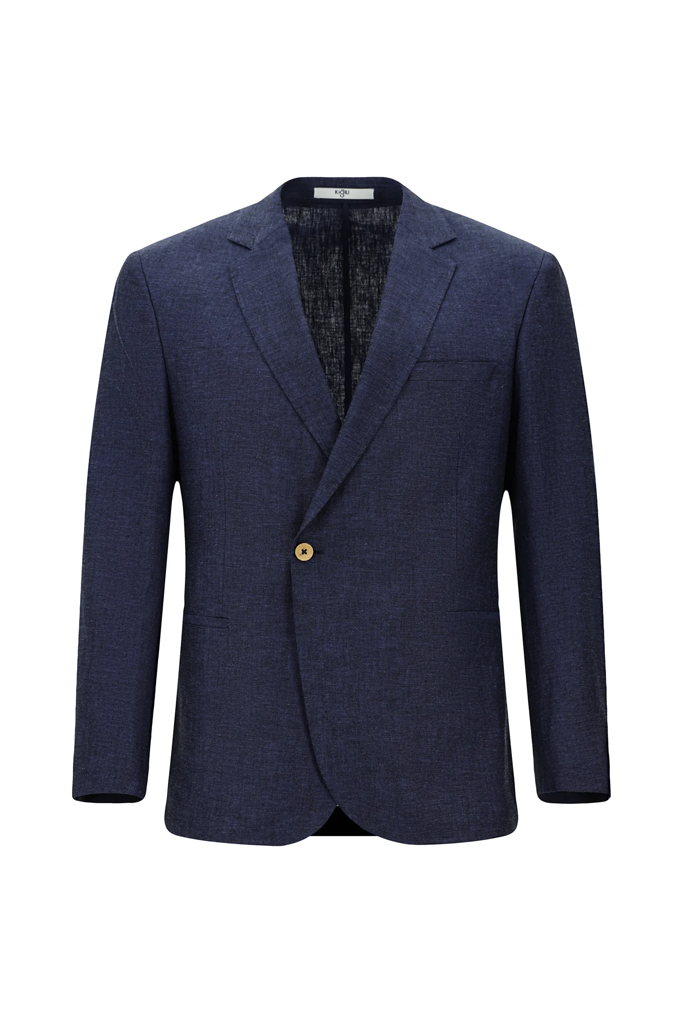 Koyu Lacivert 7 Drop Slim Fit Dar Kesim Keten Karışımlı Kruvaze Takım Elbise - Image 2