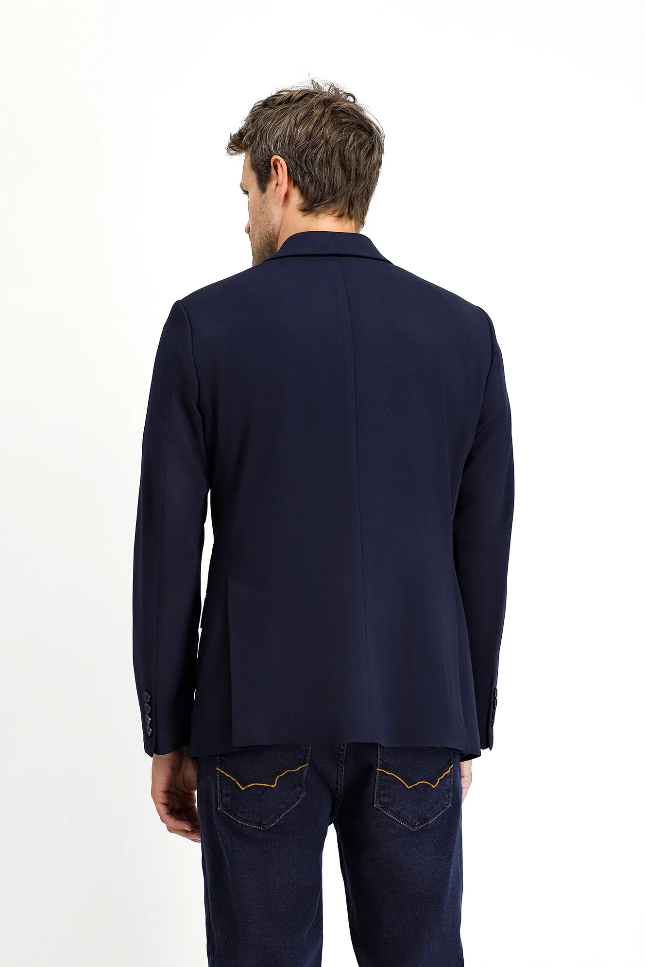 Koyu Lacivert 7 Drop Slim Fit Dar Kesim Mevsimlik Klasik Ceket - Image 5