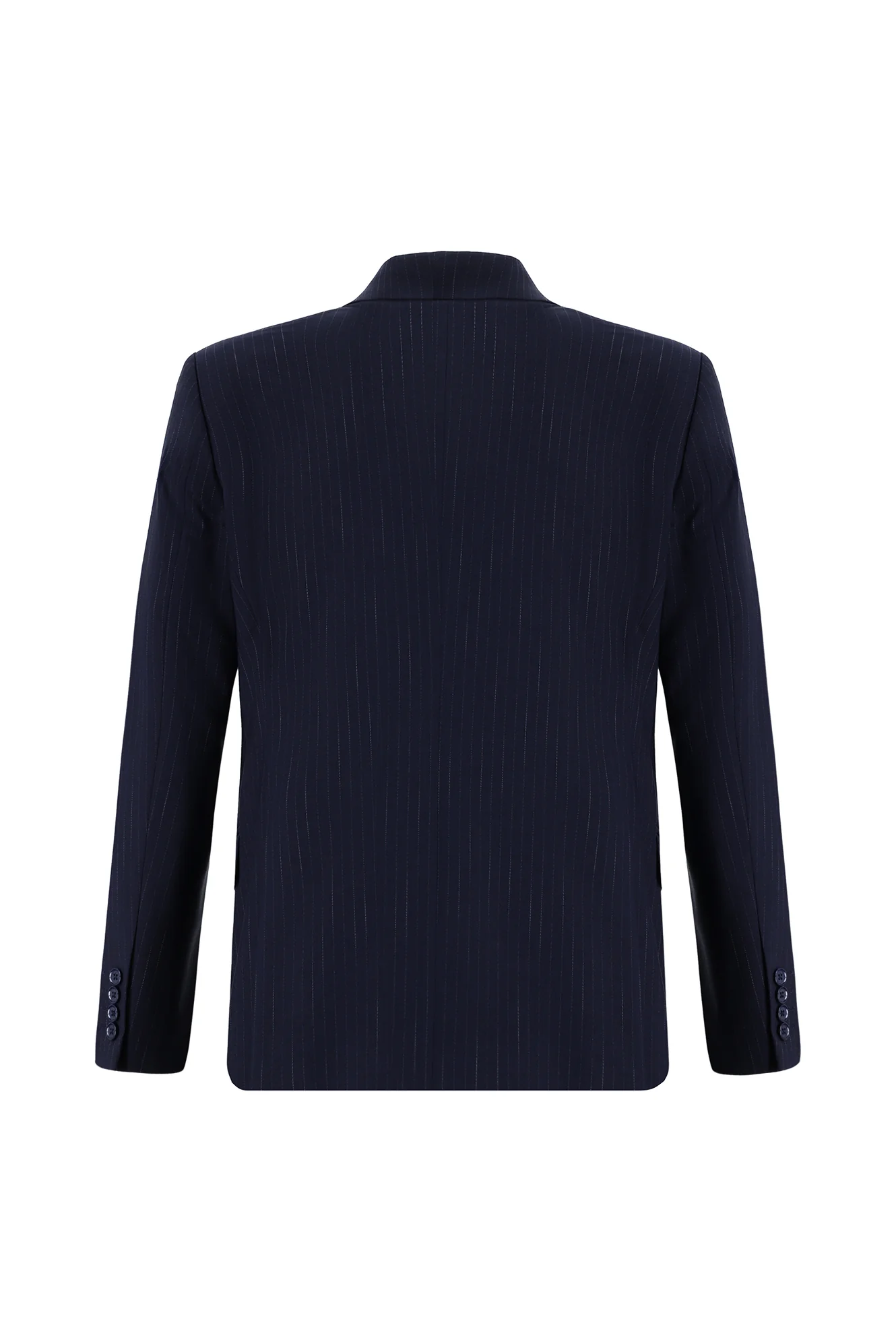 Koyu Lacivert 7 Drop Slim Fit Dar Kesim Çizgili Takım Elbise - Image 3