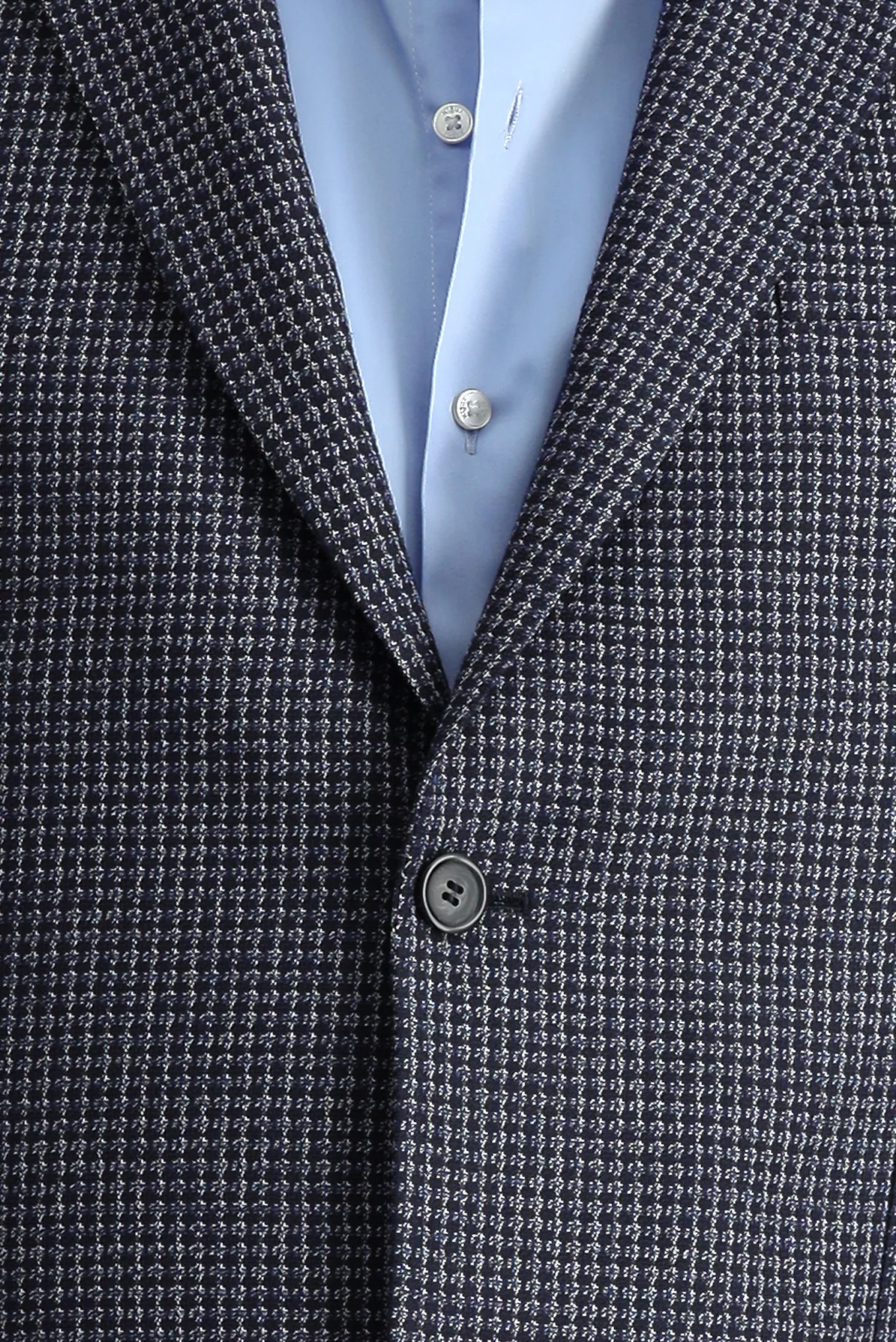 Koyu Lacivert 7 Drop Slim Fit Dar Kesim Klasik Desenli Keten Ceket - Image 5