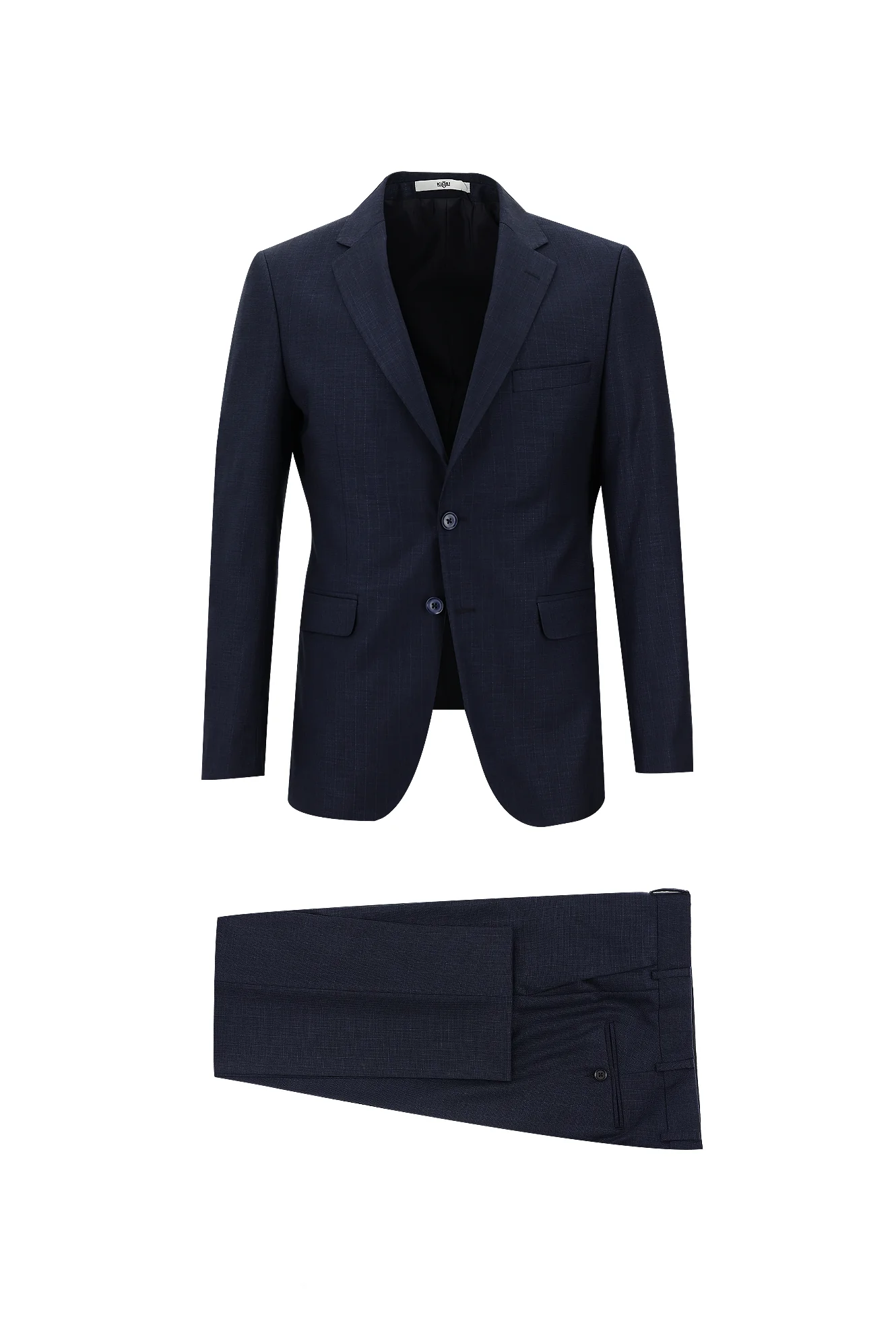 Koyu Lacivert 7 Drop Slim Fit Dar Kesim Desenli Takım Elbise