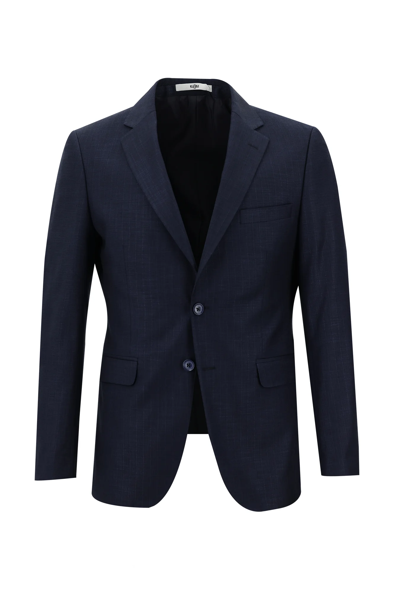 Koyu Lacivert 7 Drop Slim Fit Dar Kesim Desenli Takım Elbise - Image 2