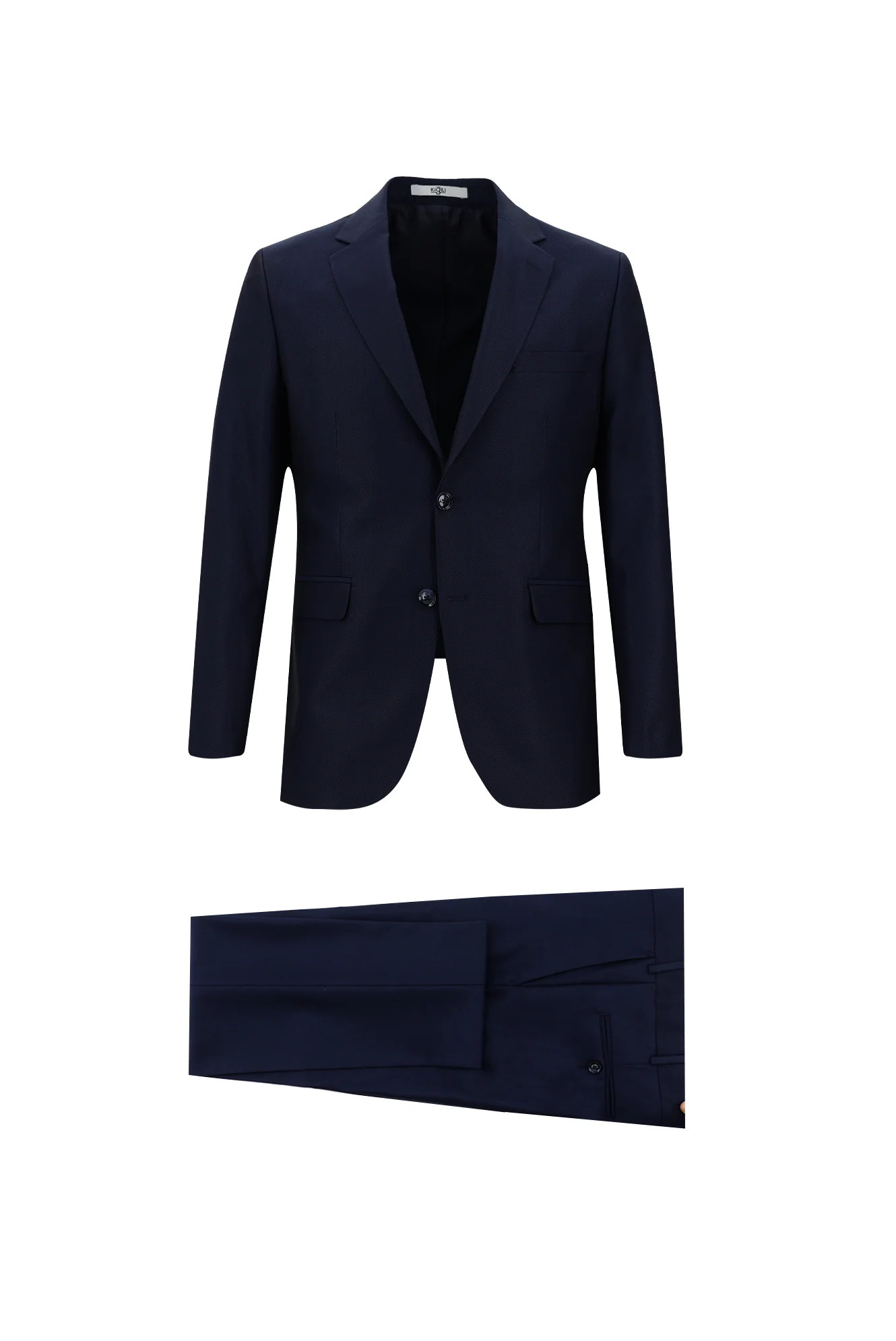 Koyu Lacivert 7 Drop Slim Fit Dar Kesim Desenli Takım Elbise