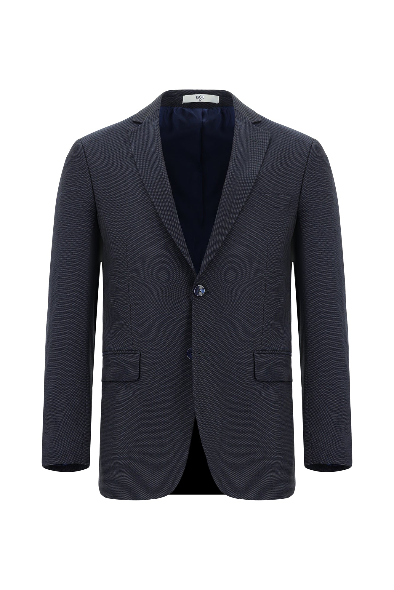 Koyu Lacivert 7 Drop Slim Fit Dar Kesim Desenli Takım Elbise - Image 2