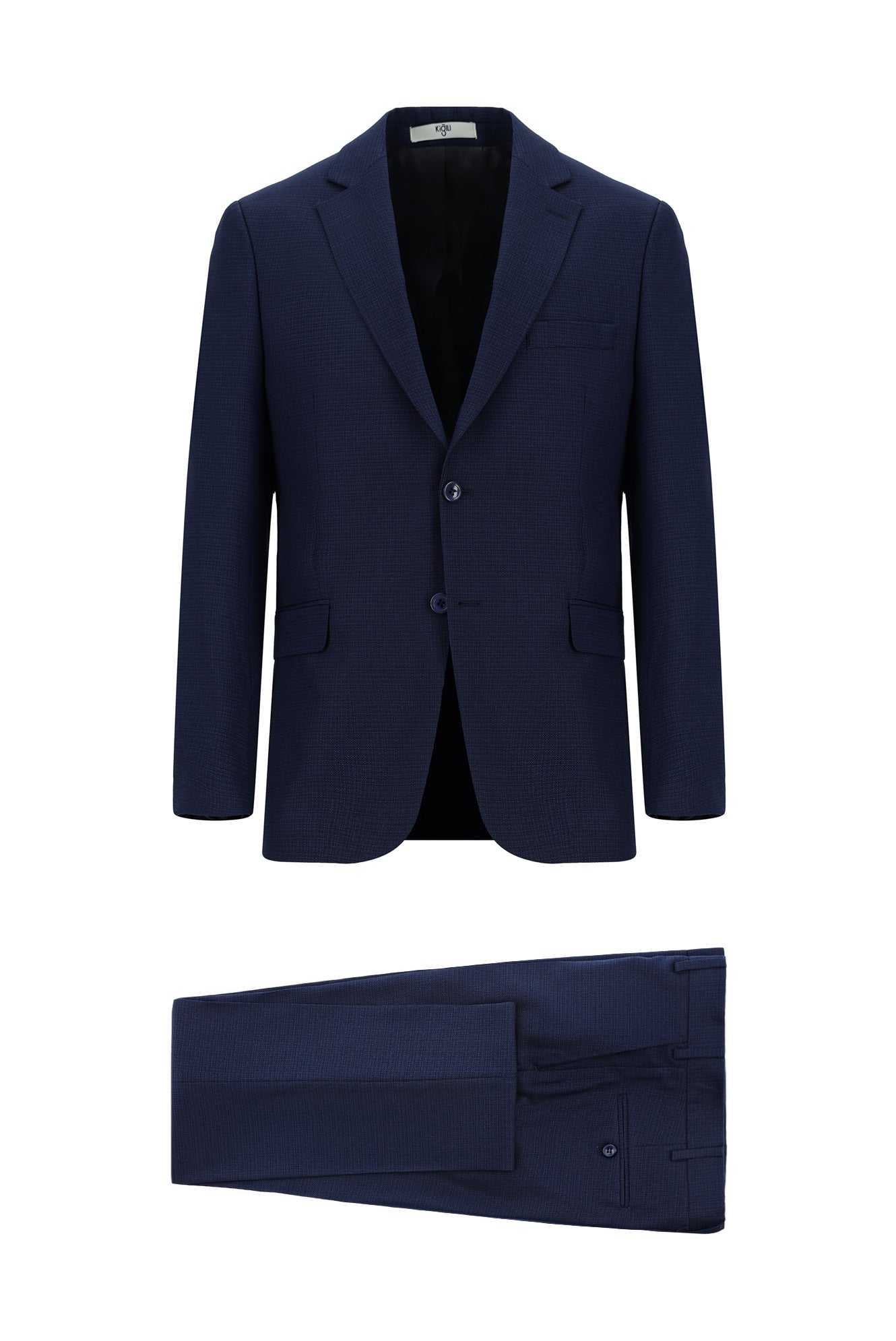 Koyu Lacivert 7 Drop Slim Fit Dar Kesim Desenli Takım Elbise