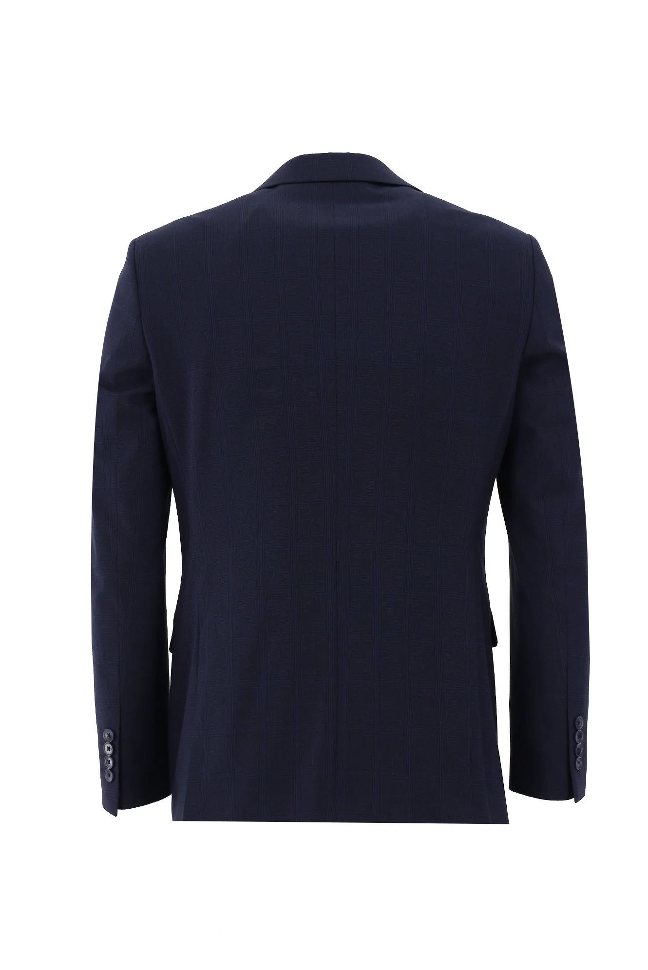 Koyu Lacivert 7 Drop Slim Fit Dar Kesim Ekose Takım Elbise - Image 3