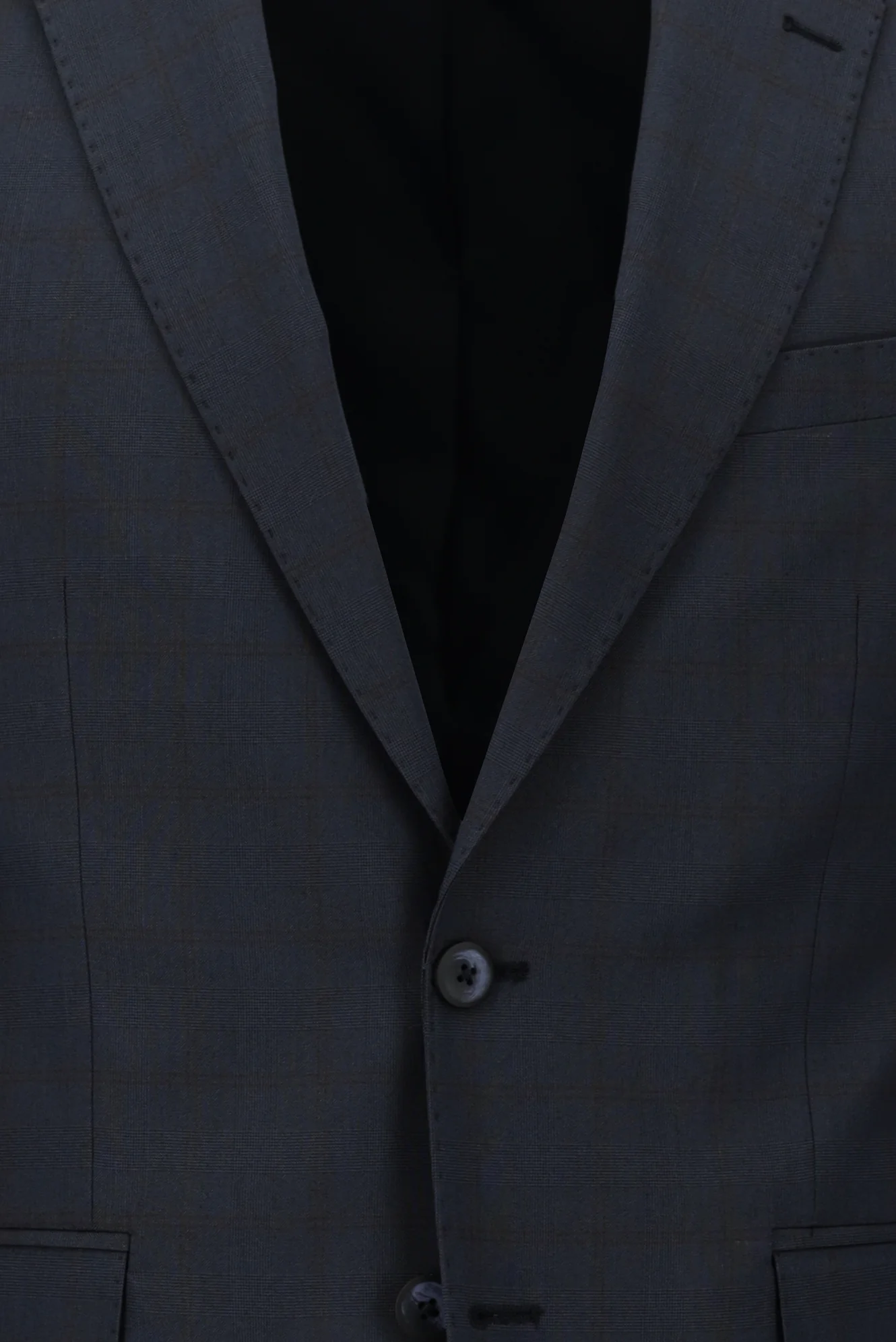 Koyu Lacivert 7 Drop Slim Fit Dar Kesim Ekose Takım Elbise - Image 4