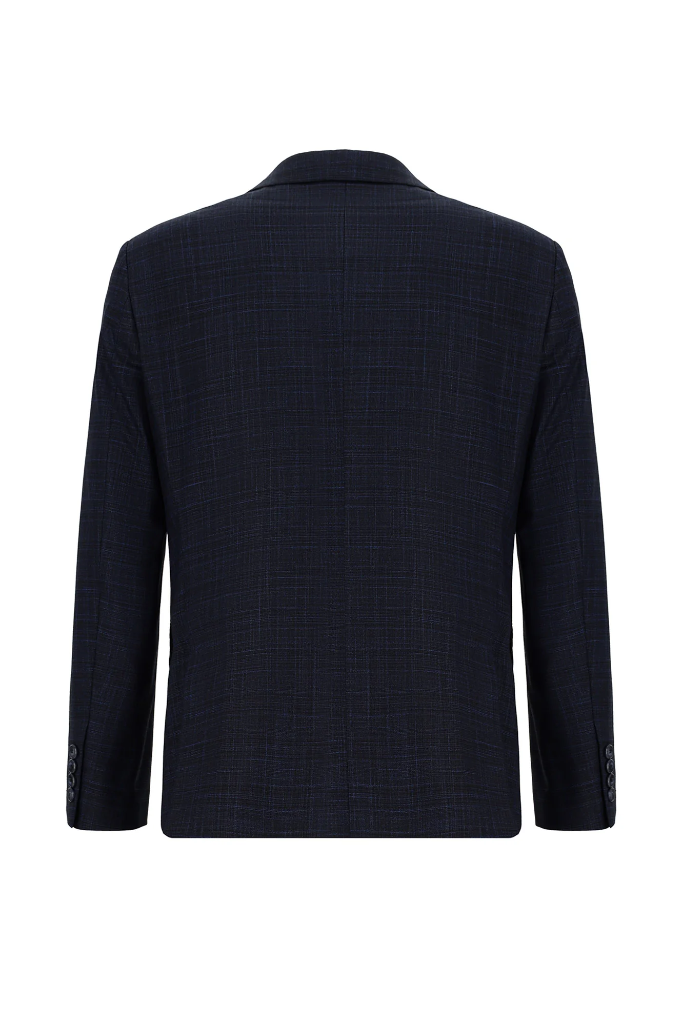 Koyu Lacivert 7 Drop Slim Fit Dar Kesim Ekose Takım Elbise - Image 3