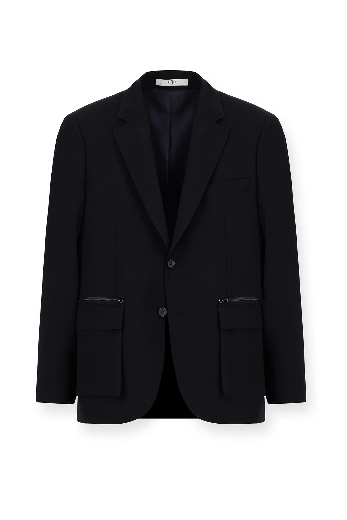 Koyu Lacivert 7 Drop Slim Fit Dar Kesim Klasik Fermuar Cepli Ceket - Image 7
