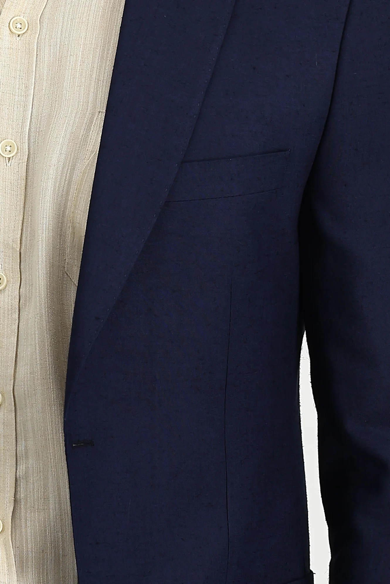 Koyu Lacivert 7 Drop Slim Fit Dar Kesim Klasik Keten Ceket - Image 4