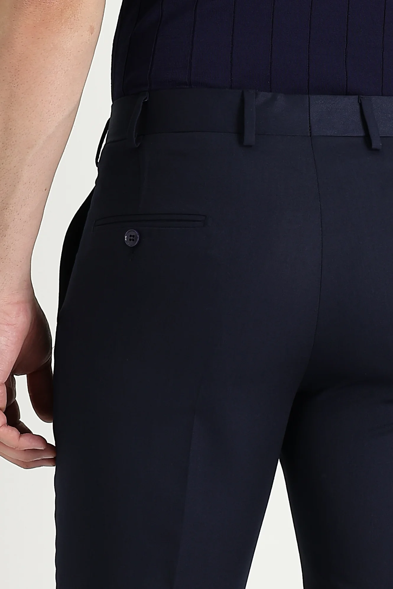 Koyu Lacivert 7 Drop Slim Fit Dar Kesim Klasik Kumaş Pantolon - Image 3