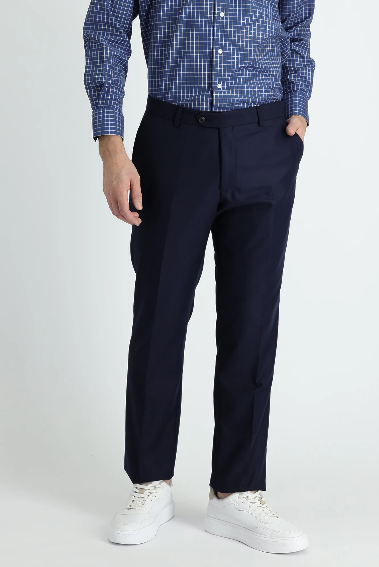Koyu Lacivert 7 Drop Slim Fit Dar Kesim Klasik Kumaş Pantolon - Image 3