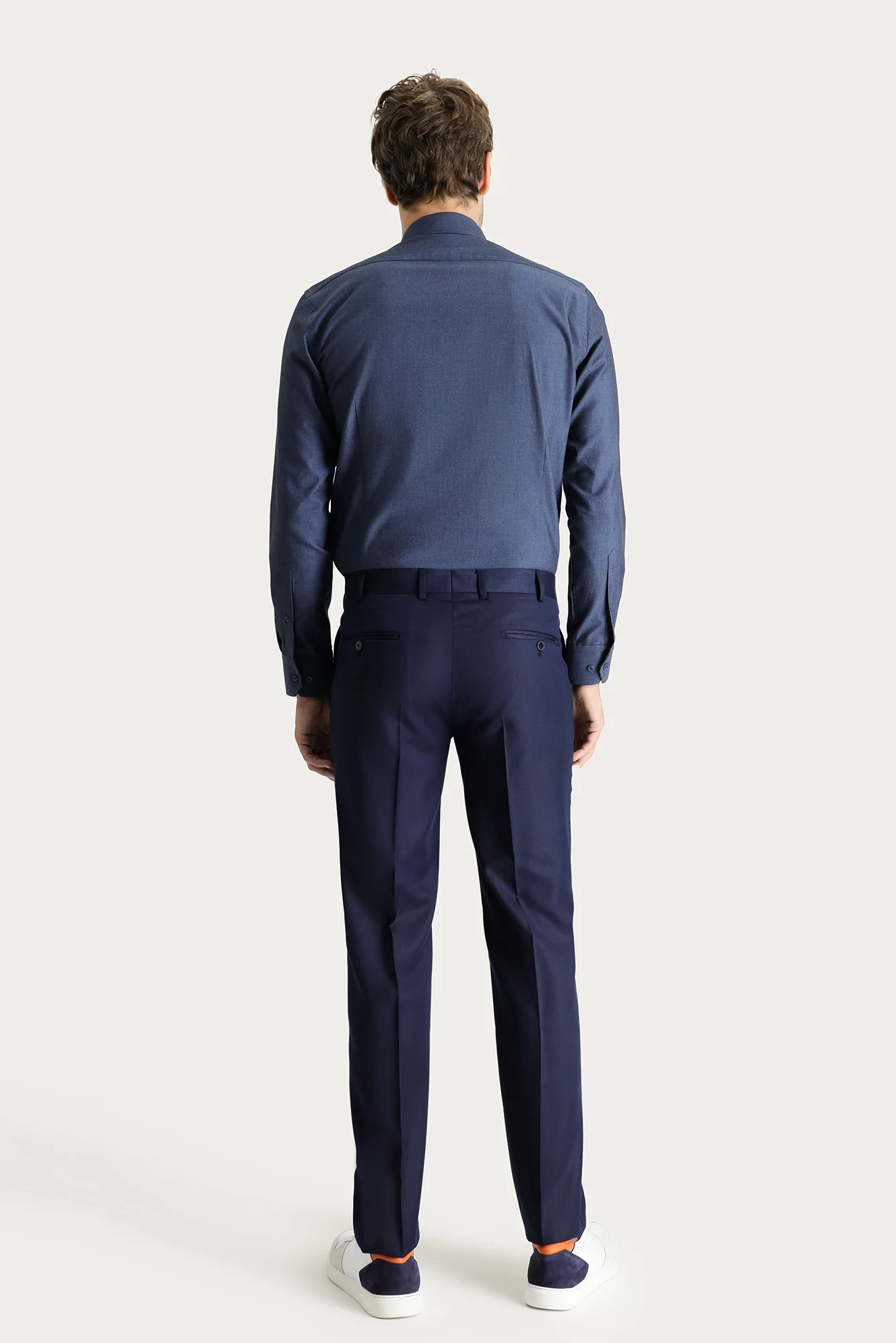 Koyu Lacivert 7 Drop Slim Fit Dar Kesim Klasik Kumaş Pantolon - Image 3