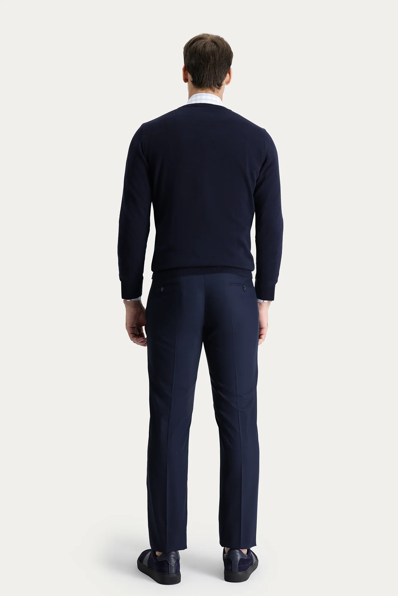 Koyu Lacivert 7 Drop Slim Fit Dar Kesim Klasik Kumaş Pantolon - Image 3