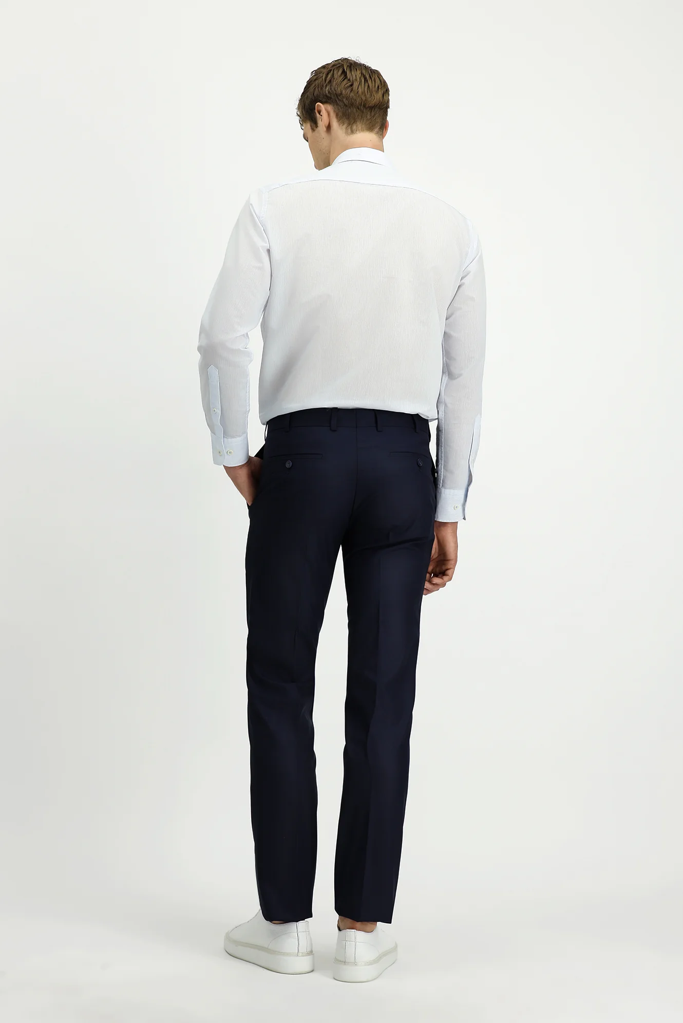 Koyu Lacivert 7 Drop Slim Fit Dar Kesim Klasik Kumaş Pantolon - Image 4